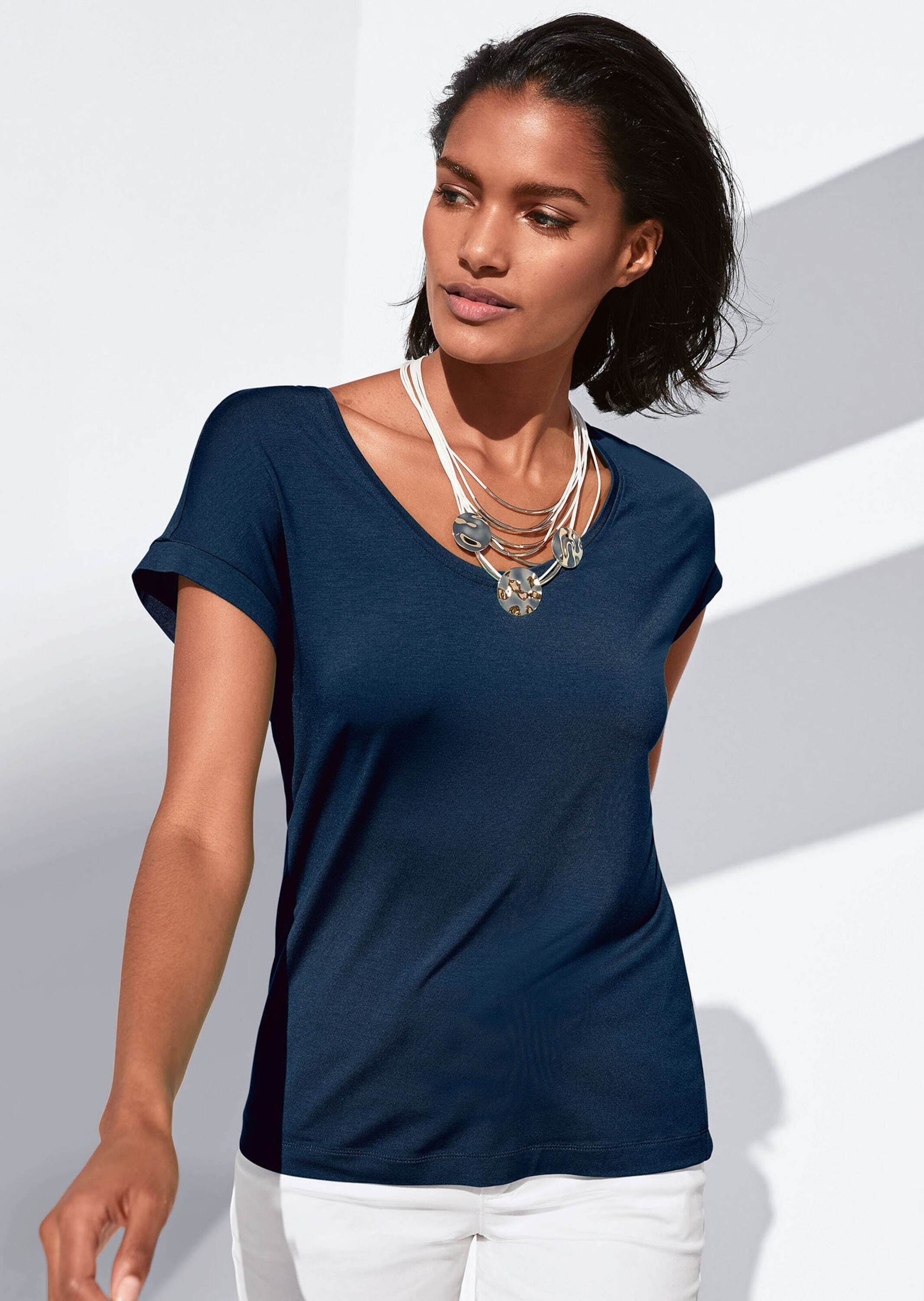 MADELEINE Kurzarmshirt »Jerseybluse Elegantes Viskose-Oberteil« Viskose Jersey