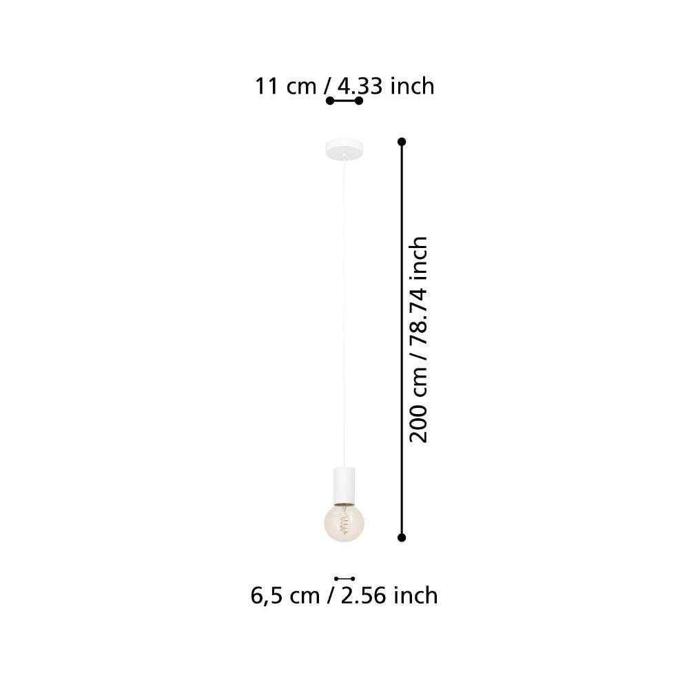EGLO Hängeleuchte »POZUETA 1«, 1 flammig, Leuchtmittel E27 | ohne Leuchtmittel, Pendelleuchte, E27 Fassung mit Kabel, Metall in Weiß, Ø 6,5 cm