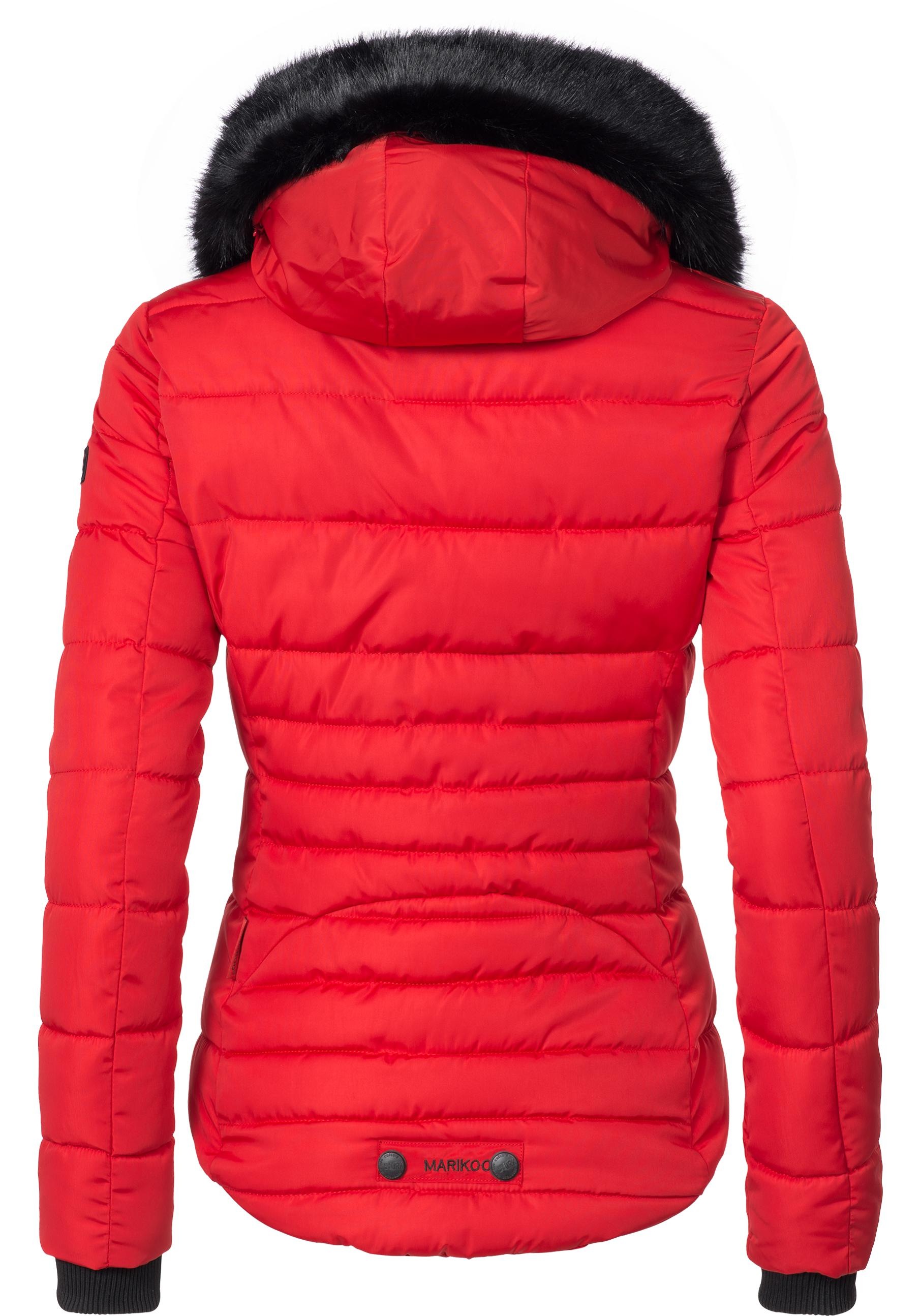 Marikoo Steppjacke »Lotusblüte«, mit Kapuze, hochwertige Winter Jacke mit edler Kunstpelz Kapuze