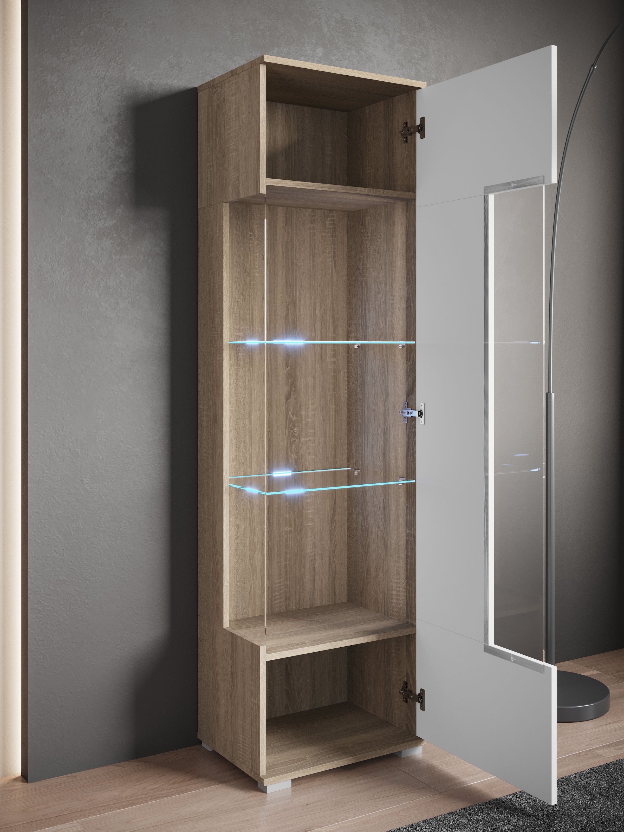INOSIGN Vitrine »Kenia, stehend und hängend, Türanschlag wechselbar«, (1 St.), Vitrineschrank mit Glastüren 160 cm Höhe