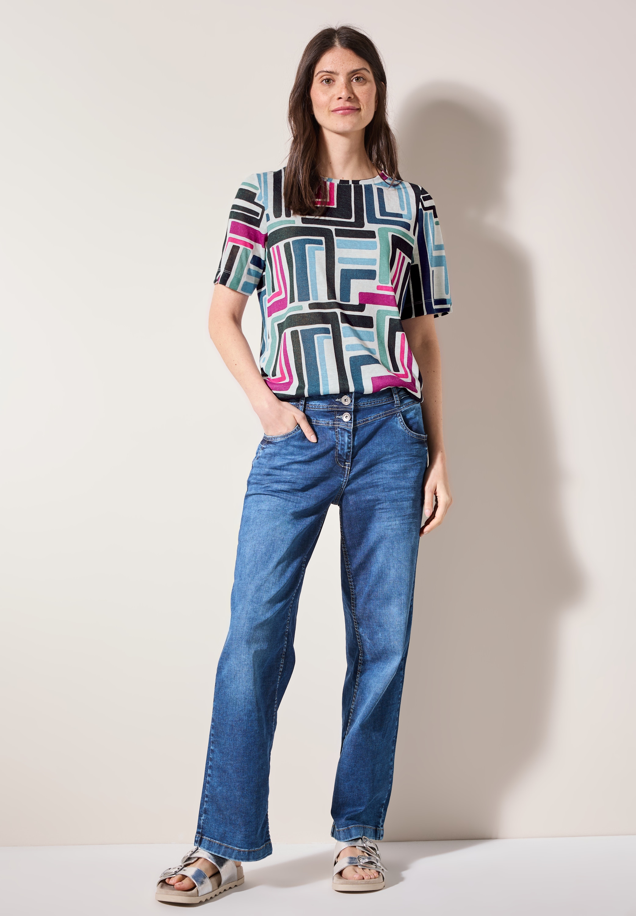 Cecil Print-Shirt, mit Elastiksaum