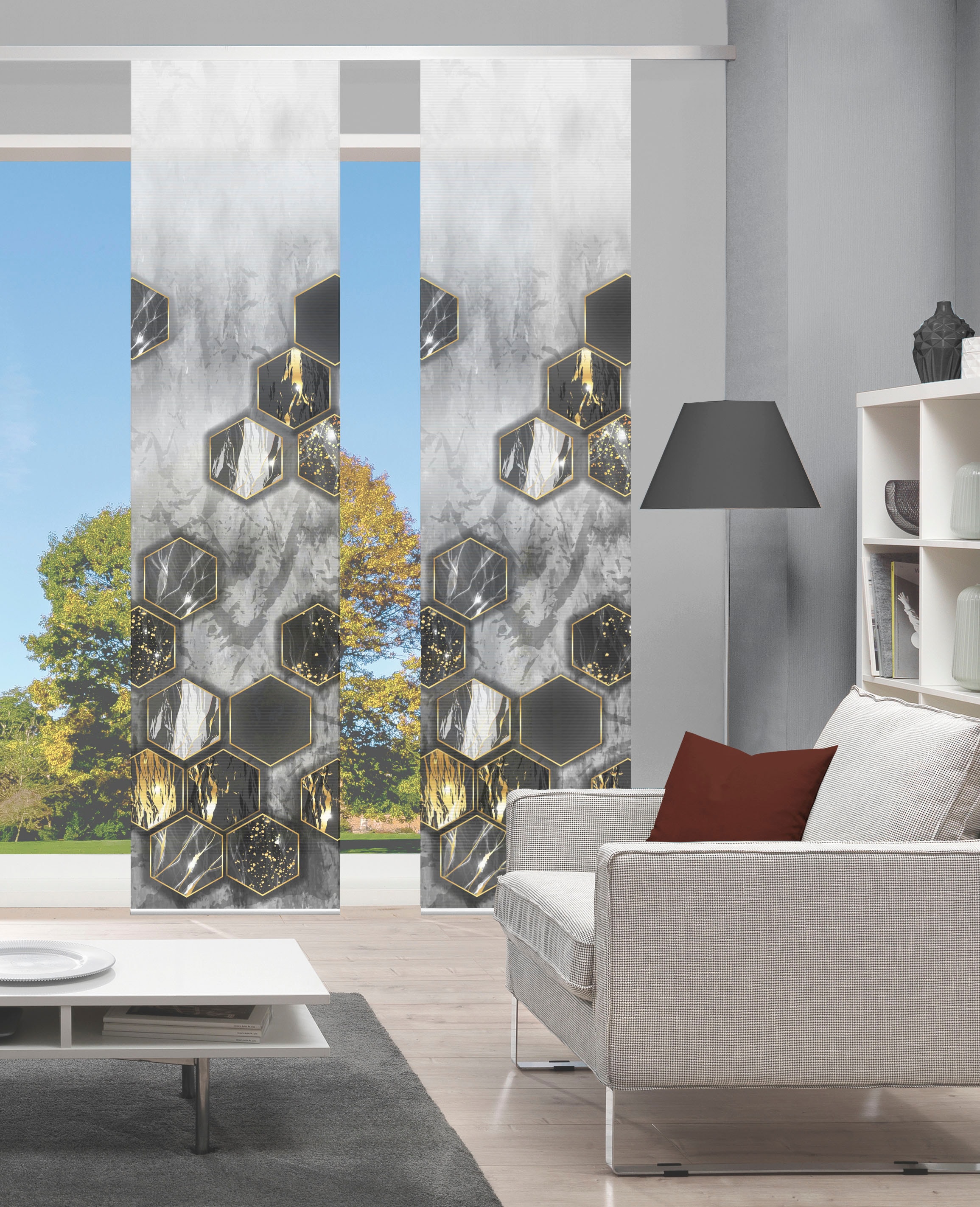 Vision S Schiebegardine "LAYON 2er SET" Paneelwagen 2 Stk. tlg. Schiebevorh günstig online kaufen