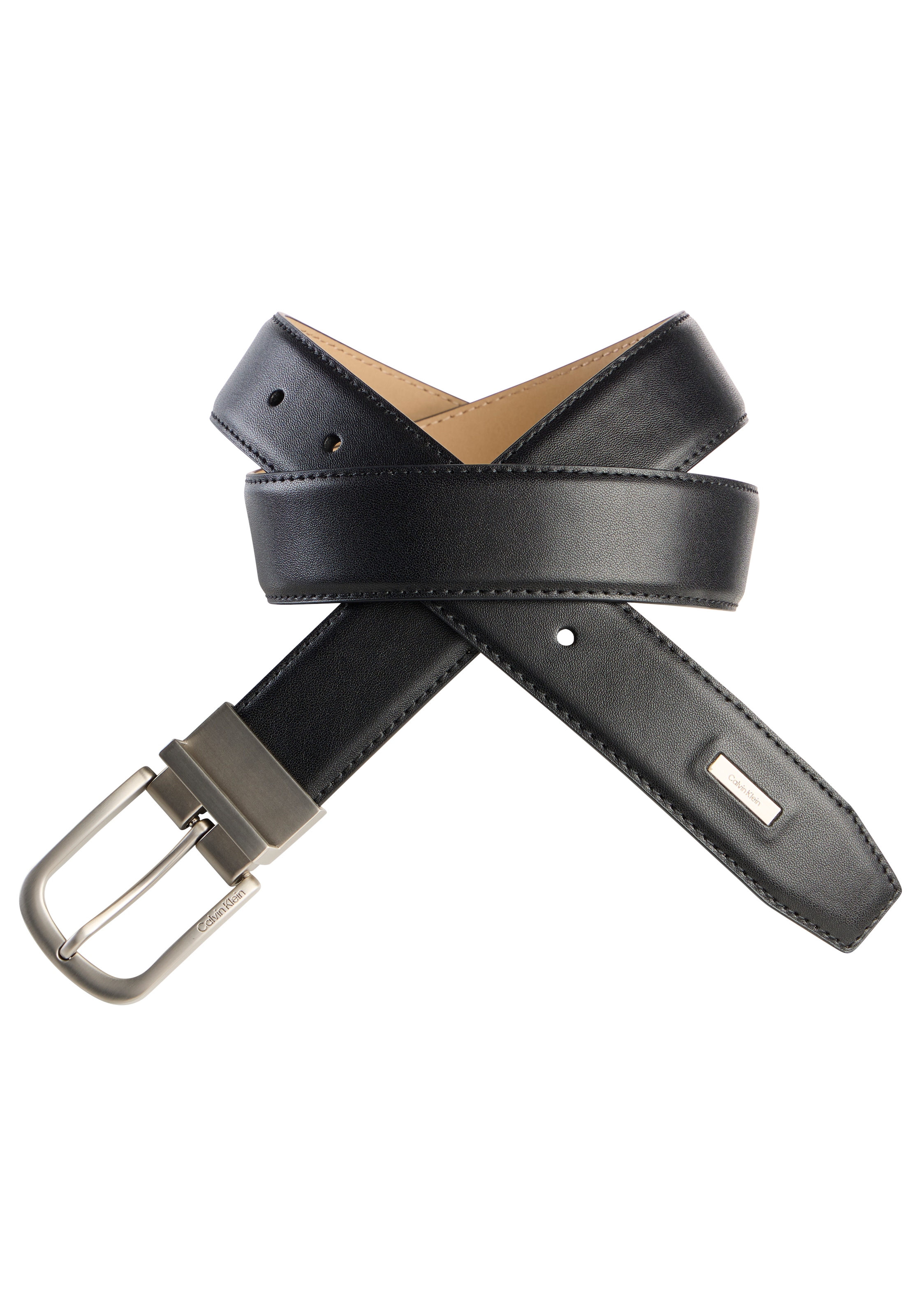Calvin Klein Ledergürtel »CURVED PIN BUCKLE SMOOTH 32MM AD« Regular fit und größenverstellbar