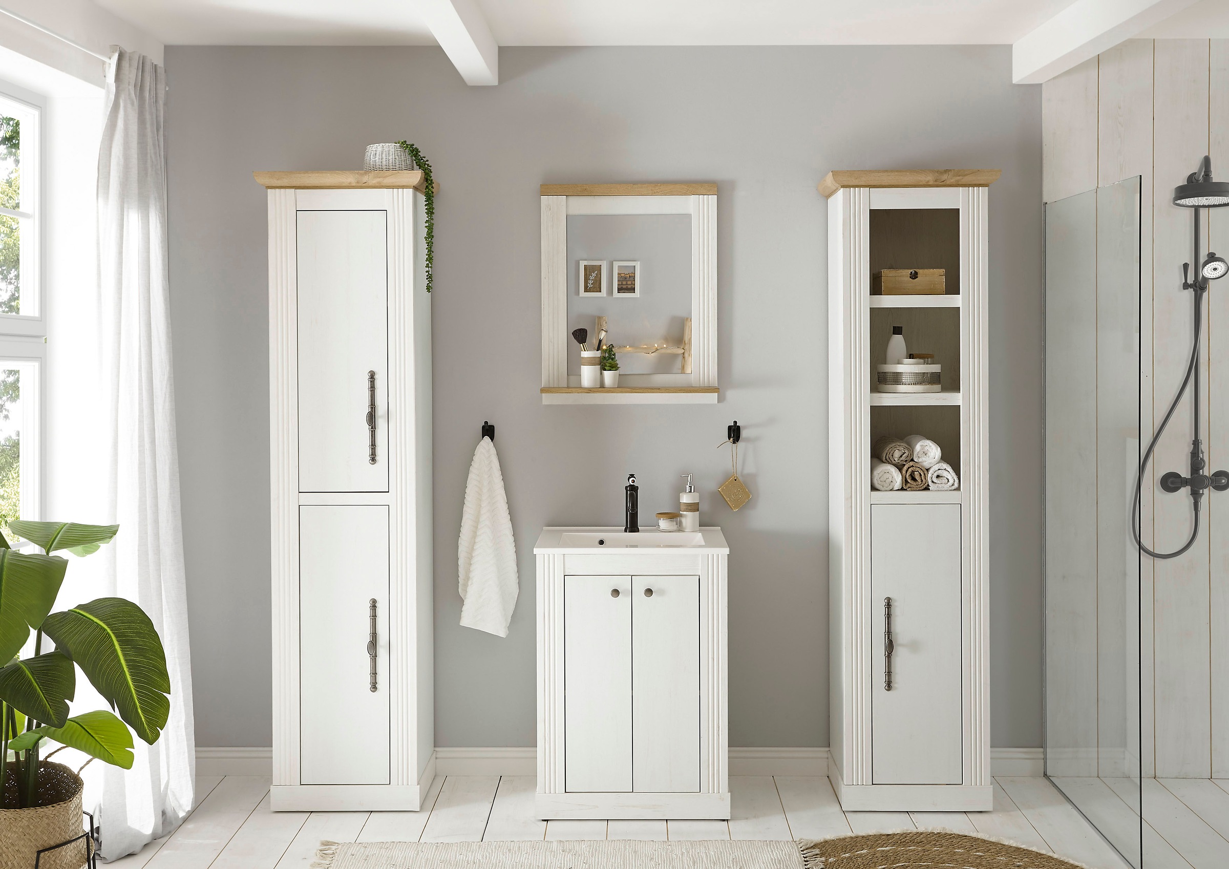 Home affaire Badmöbel-Set "WESTMINSTER, Bad im Landhausstil, 4-teiliges Bad günstig online kaufen