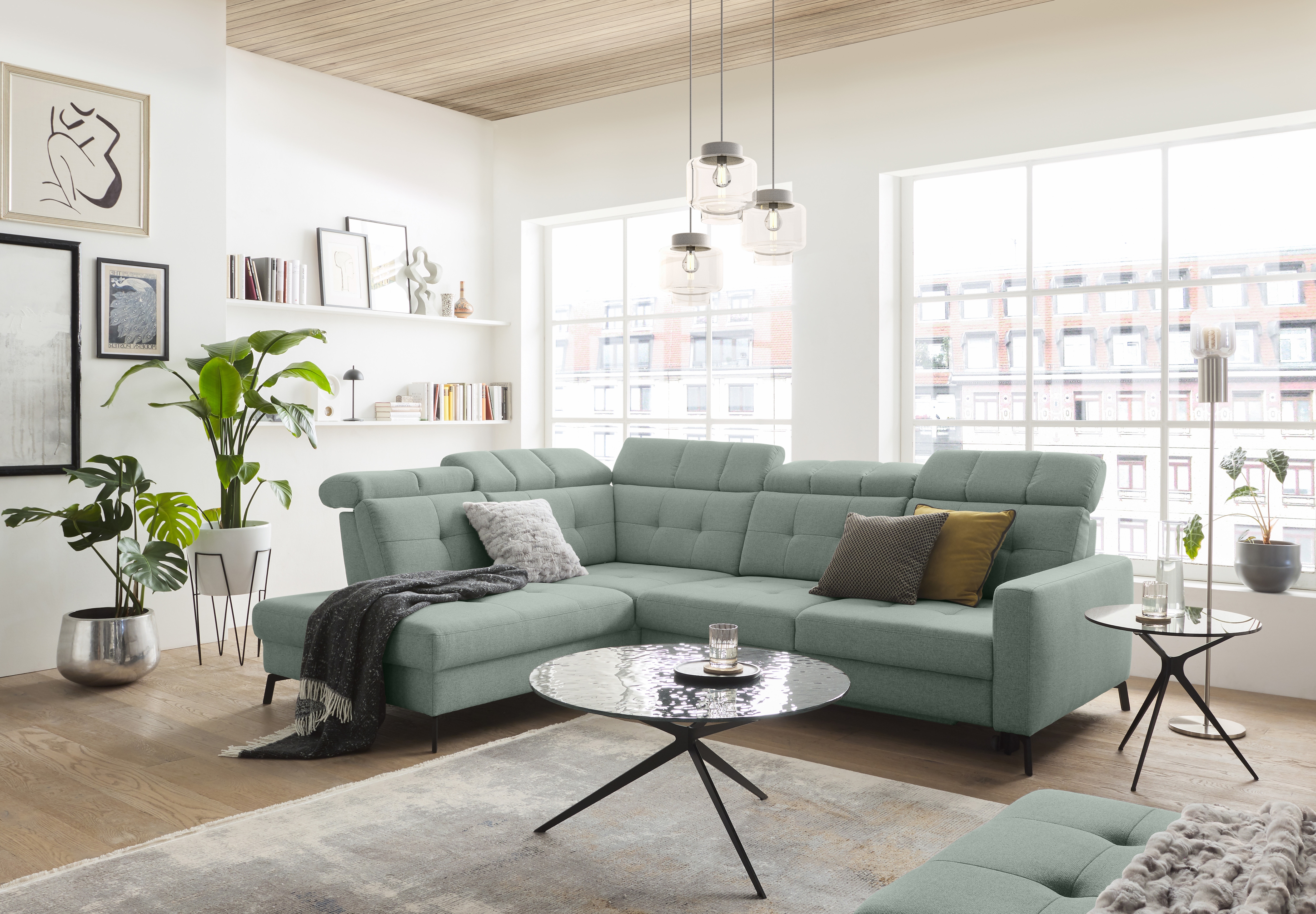 Musterring Ecksofa "MR 4615" mit Kopf- und Rückenverstellung, Metallfuß schwarz, Maße 272 x 214 cm