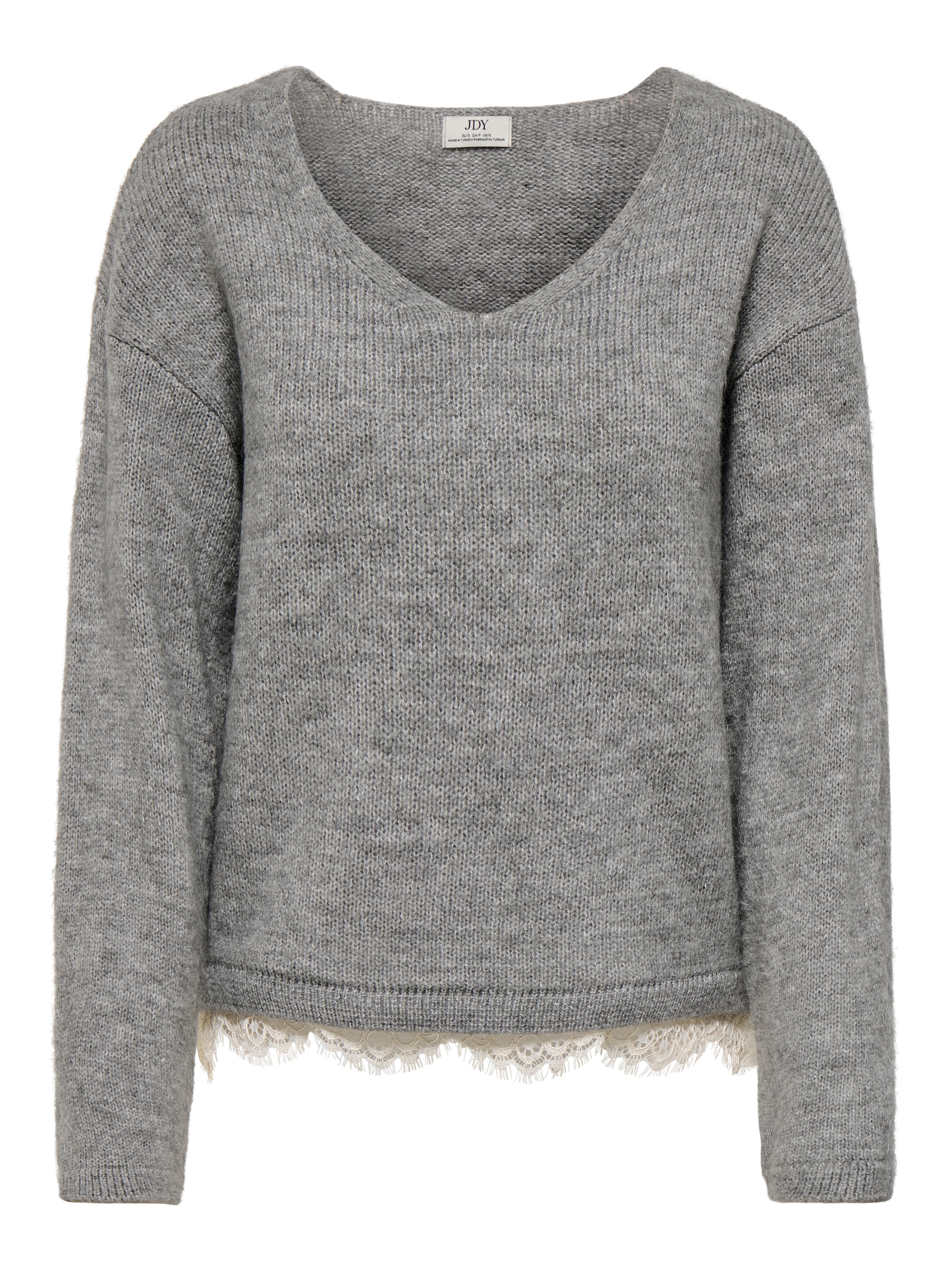 JDY Strickpullover »JDYSTEPHANIE L/S V-NECK LACE PULL KNT« Materialmix
