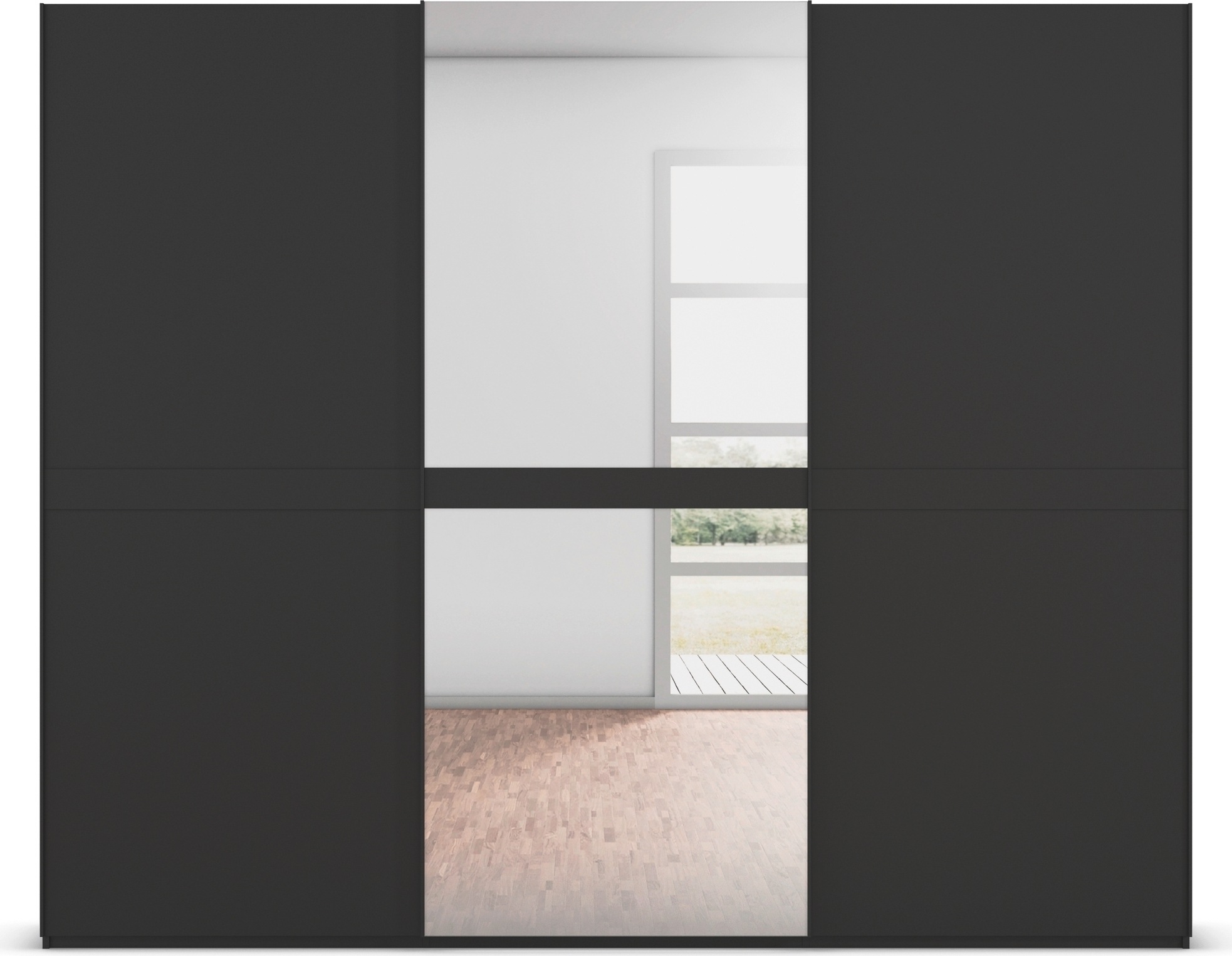 rauch Schwebetürenschrank »Kleiderschrank Schrank Garderobe Schlafzimmerschrank SCALE-LINE«, edle Optik mit Bauchbinde in Korpusfarbe mit Spiegel MADE IN GERMANY