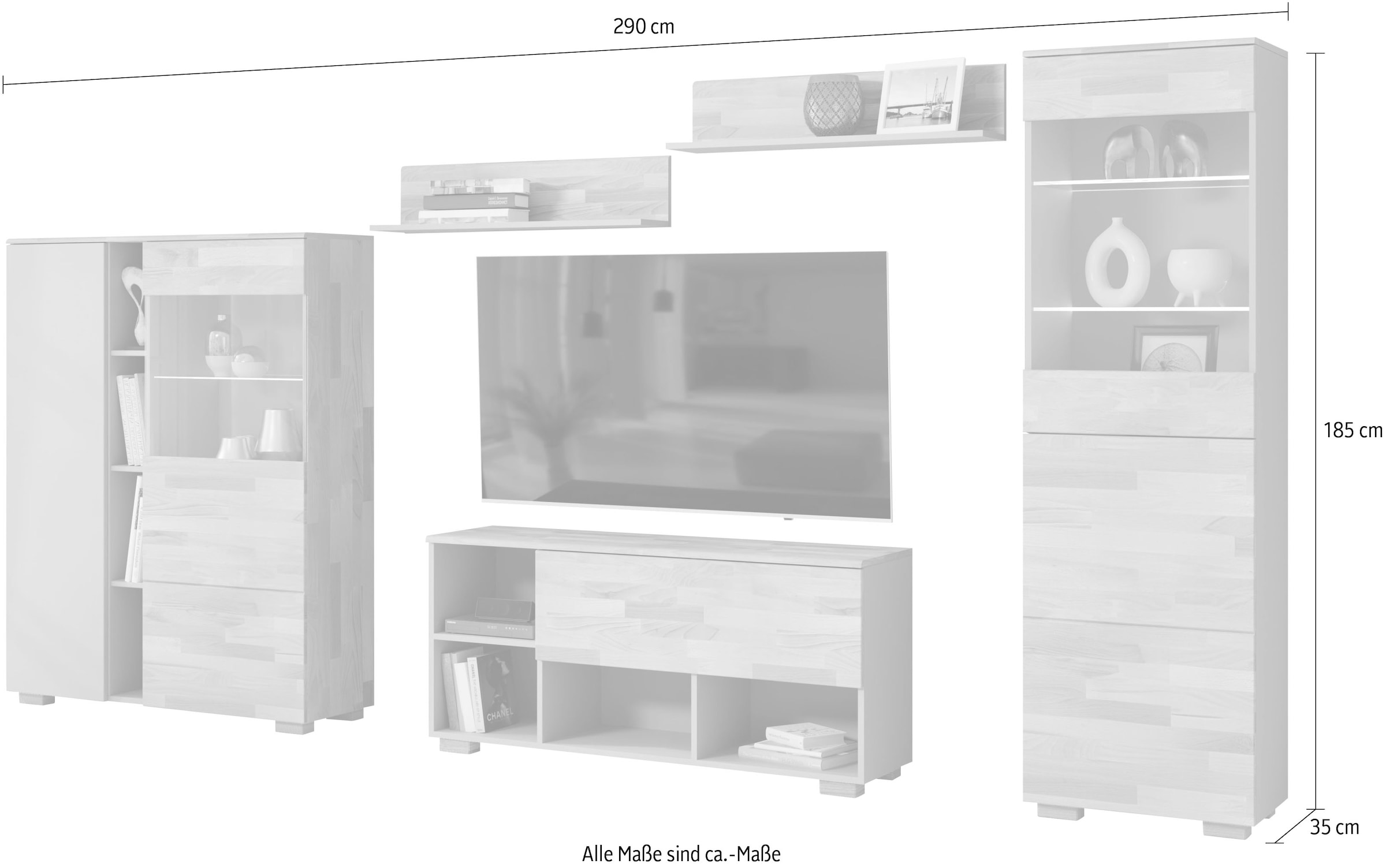 Home affaire Wohnwand, (5 St.), schöne moderne Optik