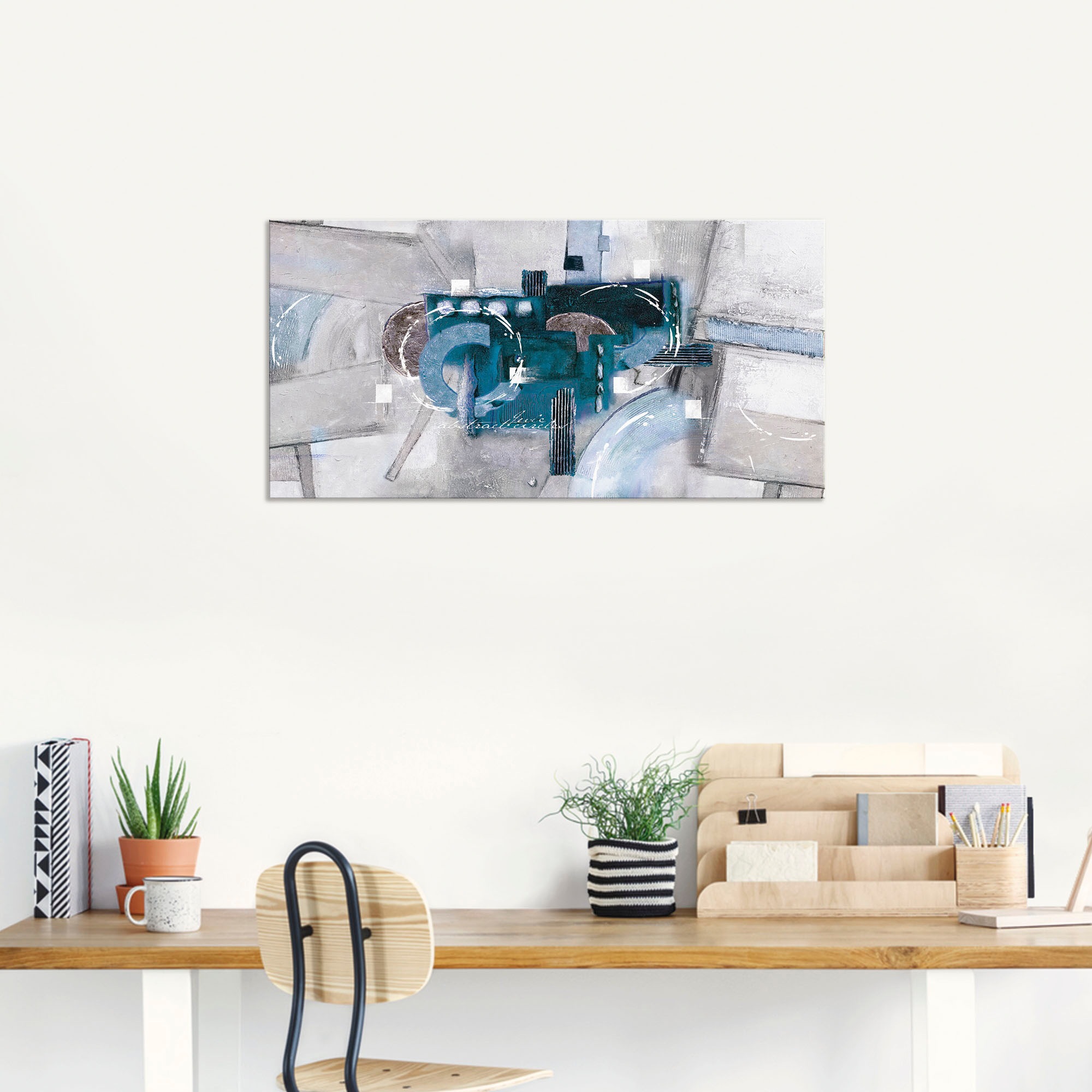 ARTland Tableau Murale Cercles Bleus Abstraits Bleu 60x30cm 2