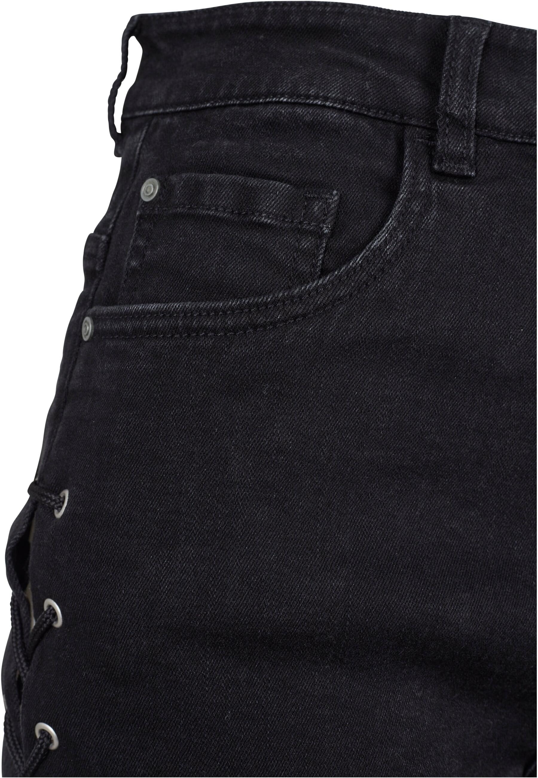 URBAN CLASSICS Stoffhose »Urban Classics Damen Ladies Highwaist Denim Lace Up Shorts«, (1 tlg.)