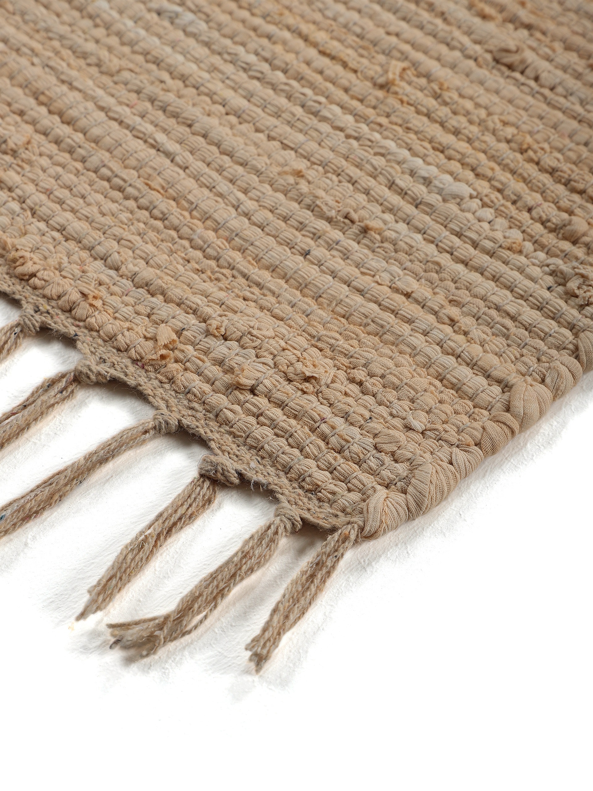carpetfine Teppich »Kelim Chindi uni«, rechteckig, 5 mm Höhe, Wendeteppich, reine Baumwolle, handgewebt, Uni-Farben, mit Fransen
