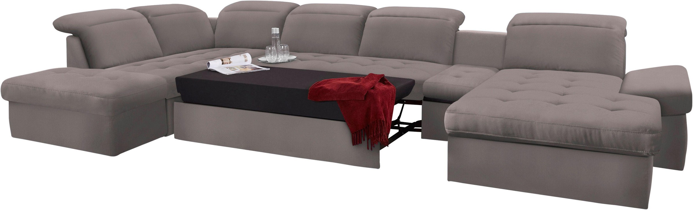 sit&more Wohnlandschaft »Stardust U-Form«, inklusive Kopfteilverstellung, Armlehnenfunktion und Tischelement