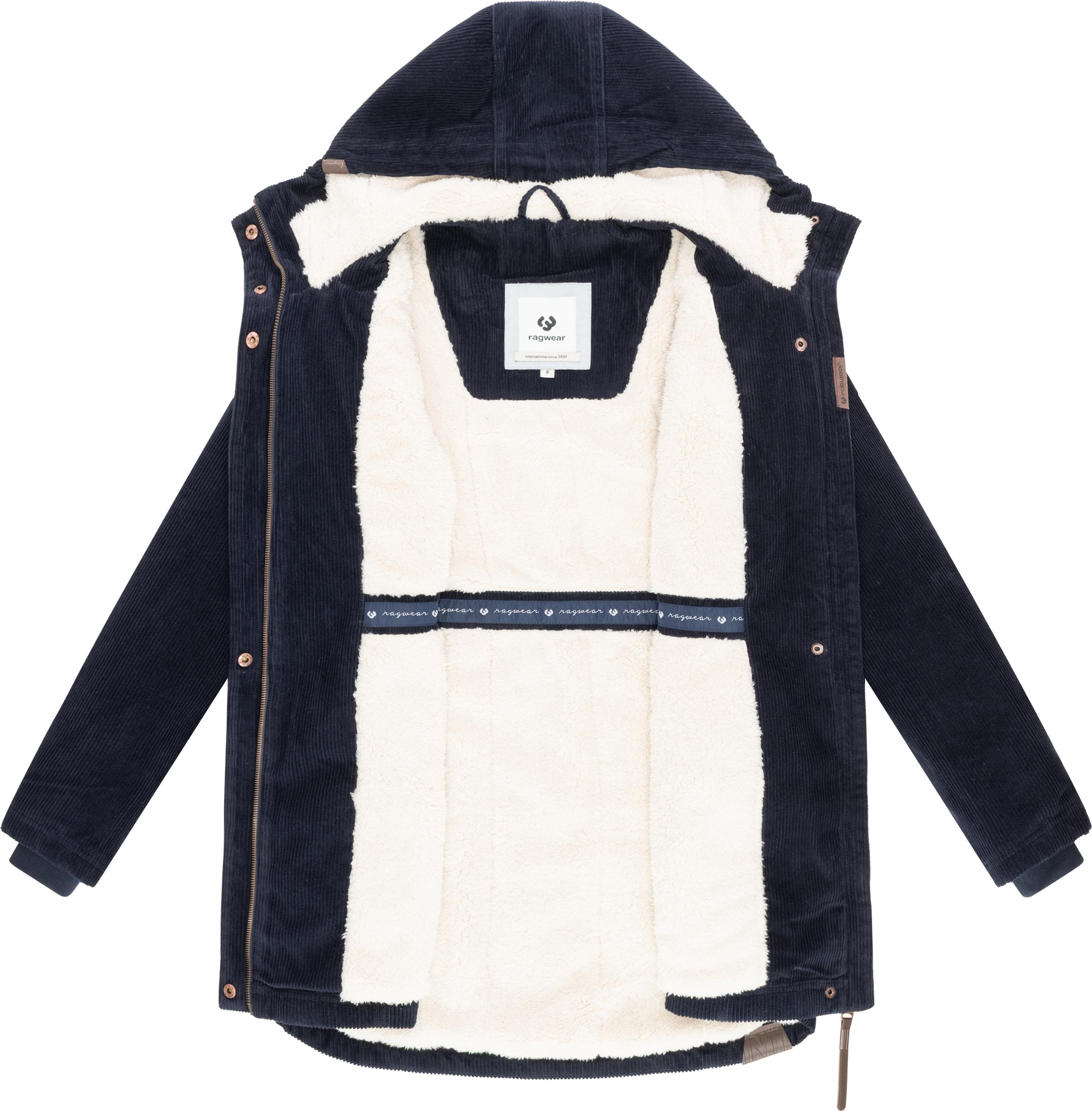 Ragwear Kurzmantel »Ellsie Cordy YOUMODO« Warmer Winterparka Kordmantel mit Taillenzugkordeln