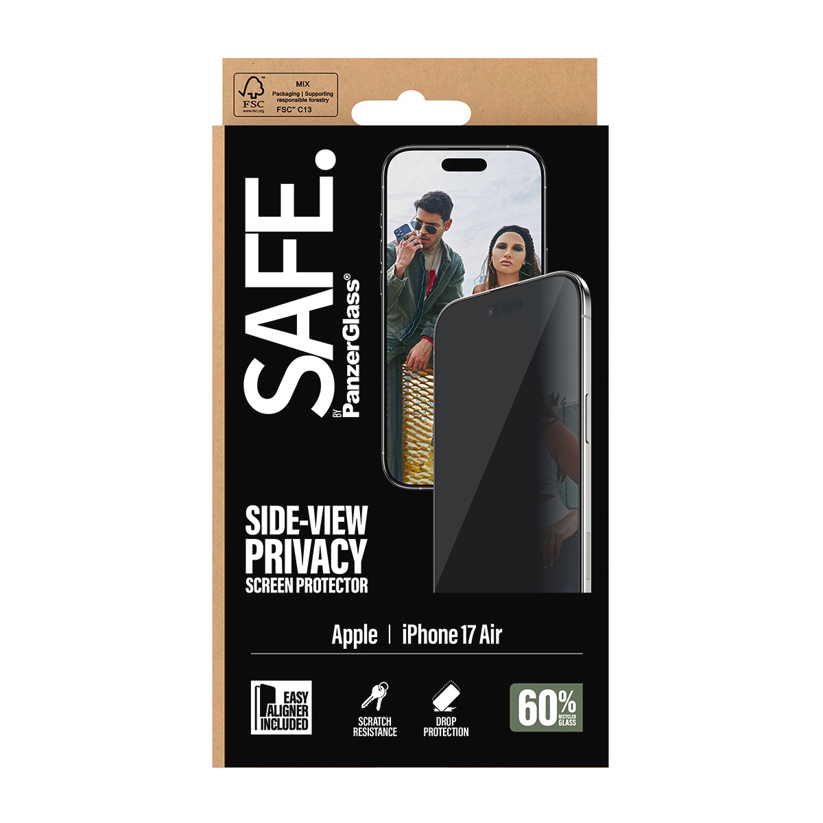SAFE by PanzerGlass Displayschutzglas »Side-View Privacy Screen Protector«, für Apple iPhone Air, Displayschutzfolie, Schutzfolie, Bildschirmschutz, kratz- & stoßfest