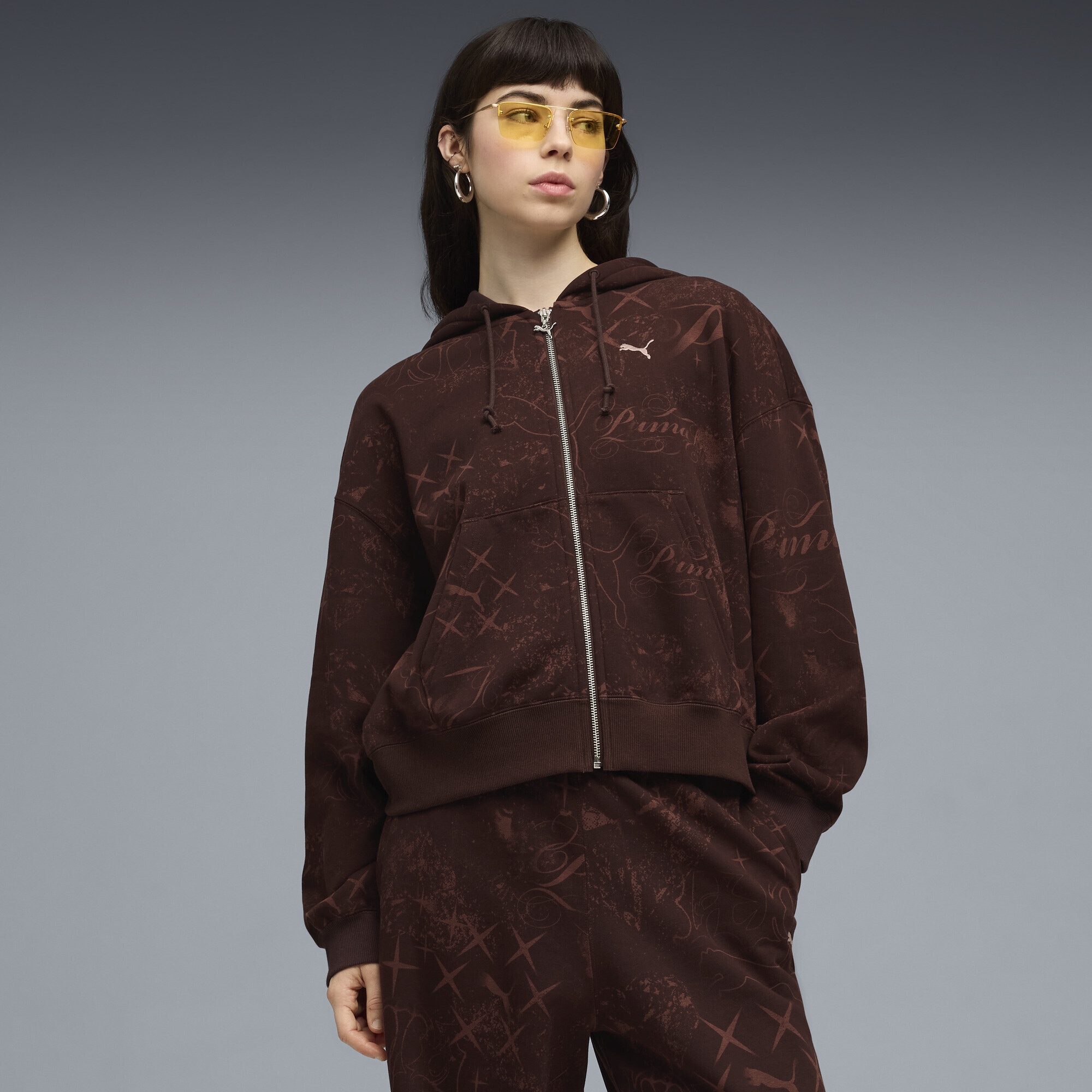 PUMA Hoodie »Street Glam Oversized Kapuzenjacke Damen«
