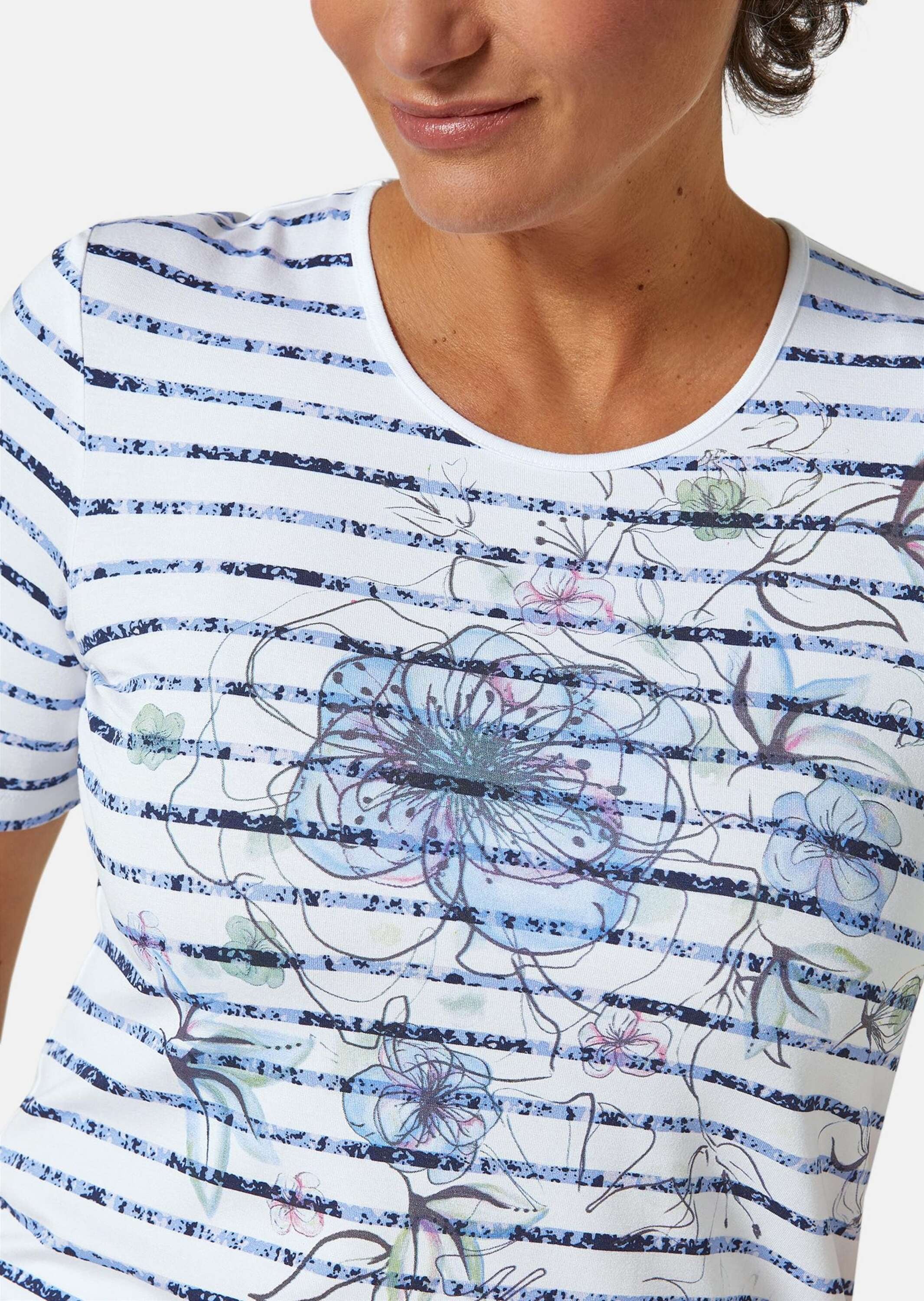 GOLDNER Print-Shirt »Druckshirt Bequemes Druckshirt in Blumen-Ringeloptik«