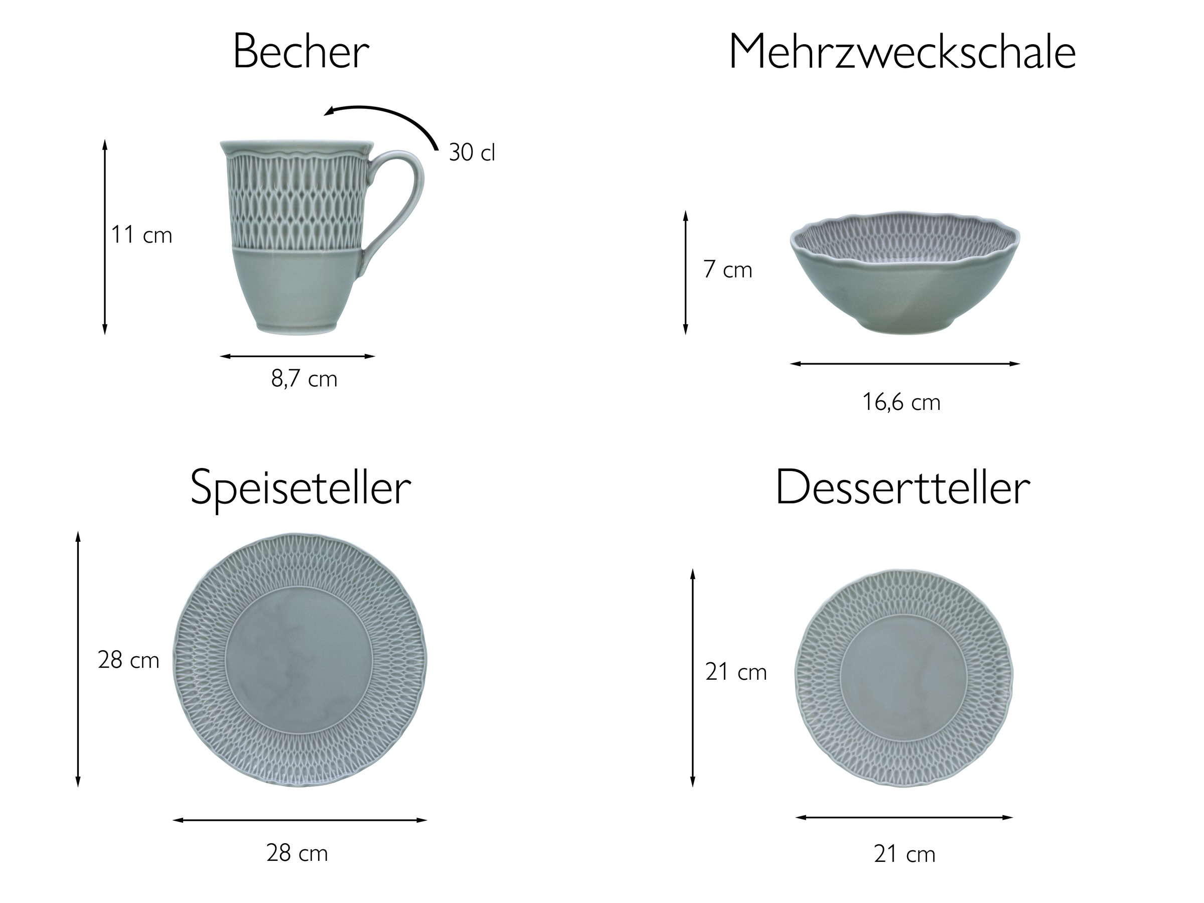 CreaTable Kombiservice »Sofia, Kombi-Service 16 tlg«, (Set, 16 tlg.), Klassisch-elegantes Relief