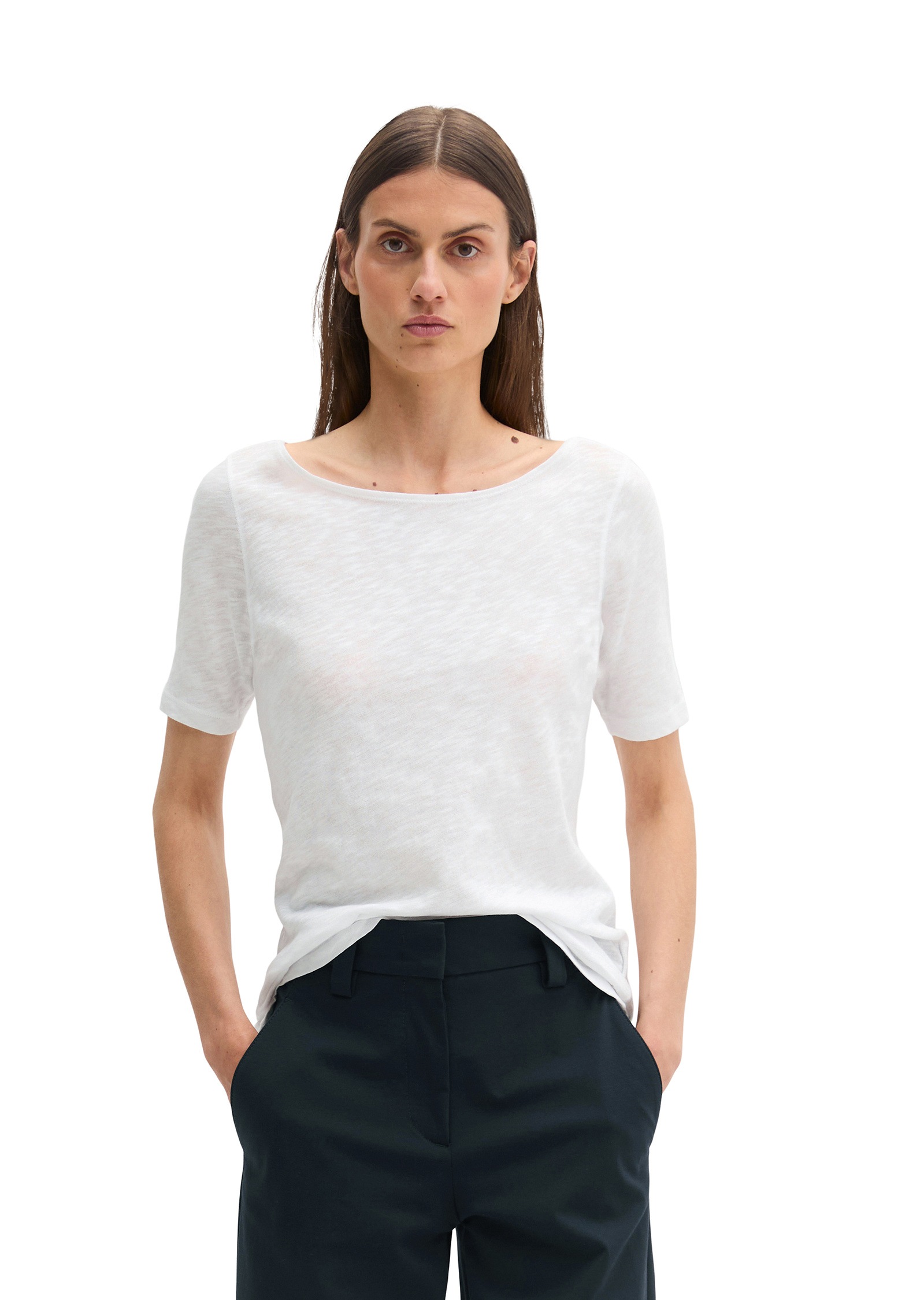 T-Shirt MARC O'POLO "mit U-Boot-Ausschnitt", Damen, Gr. XXS, weiß, Obermaterial: 100% Baumwolle, unifarben, Basic, regular fit, U-Boot-Ausschnitt, Shirts T-Shirt 2