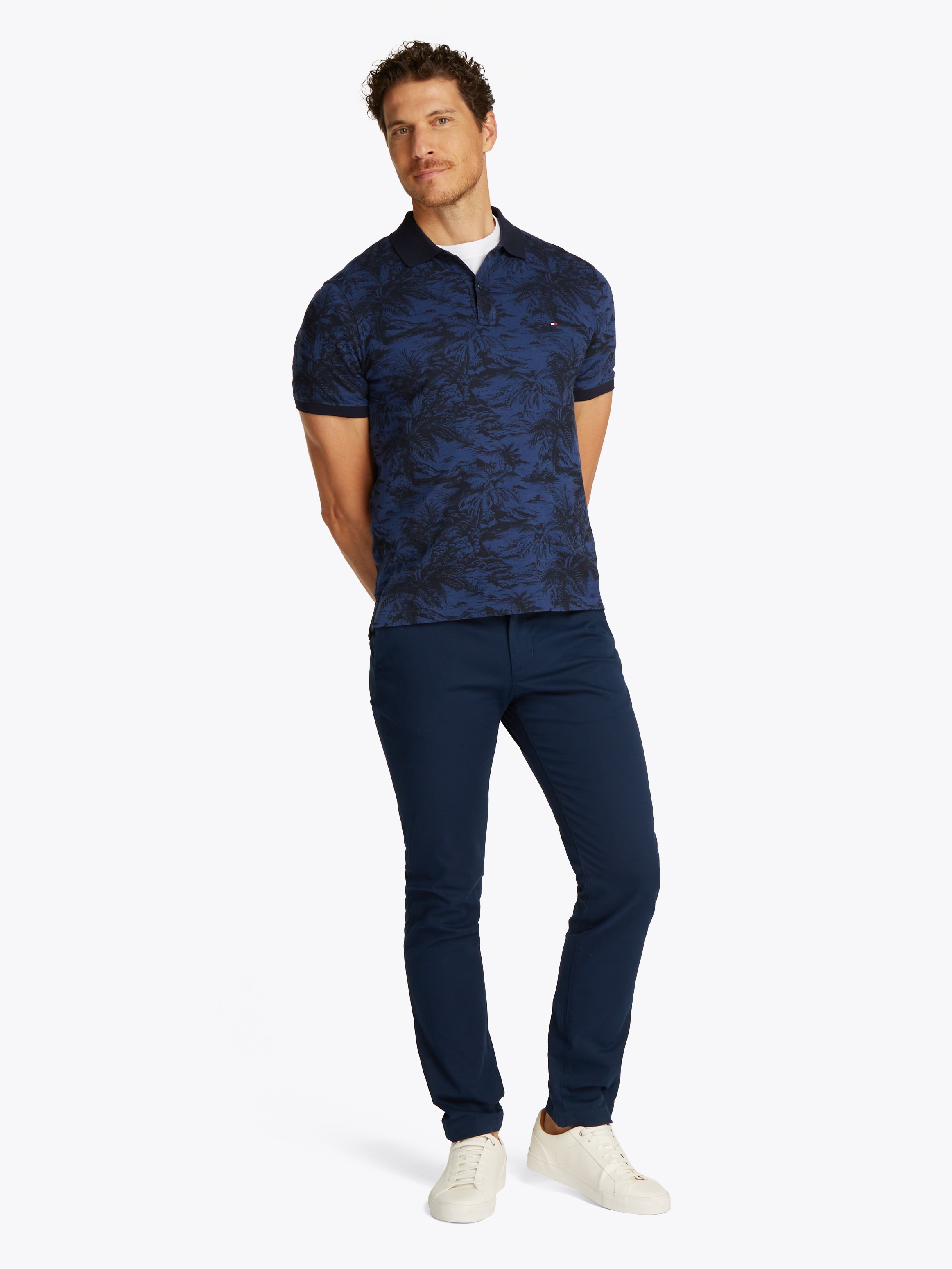 Tommy Hilfiger Poloshirt »ALL OVER PRINT LINEN REG POLO«, mit Palmenprint
