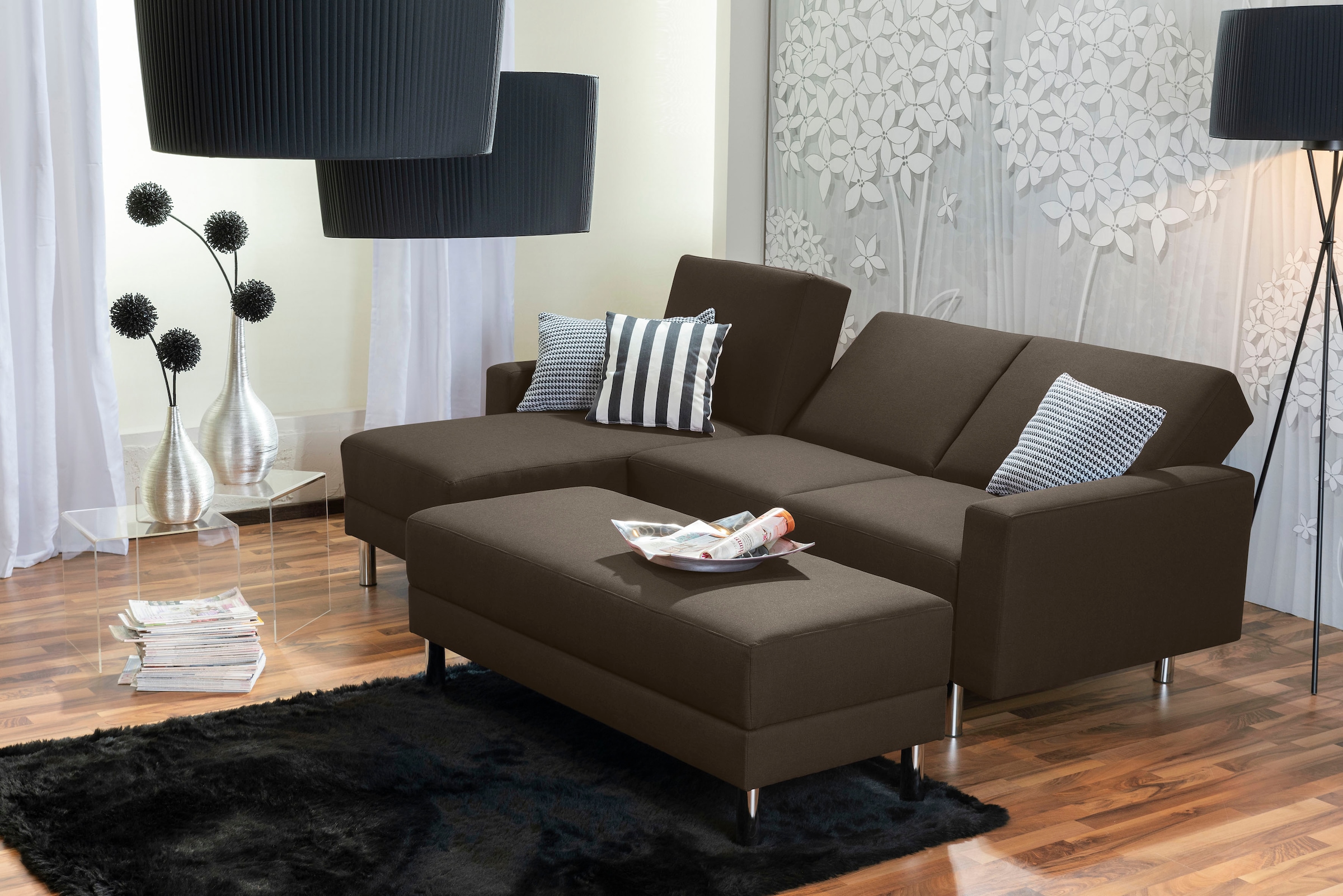 Max Winzer® Schlafsofa »Just Fresh modernes kubisches Sofa, Rückenverstellung für Sitzkomfort«, Recamiere links oder rechts montierbar, elegante Metallfüße