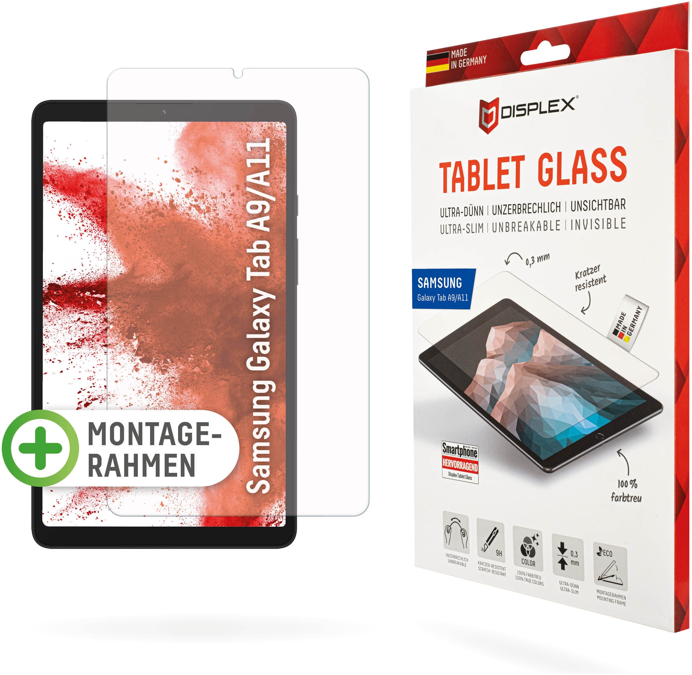 Displex Displayschutzglas »Tablet Glass« für Samsung Galaxy Tab A9;Samsung Galaxy Tab A11 Bildschirmschutz, Schutzglas, Splitterschutz, kratzfest