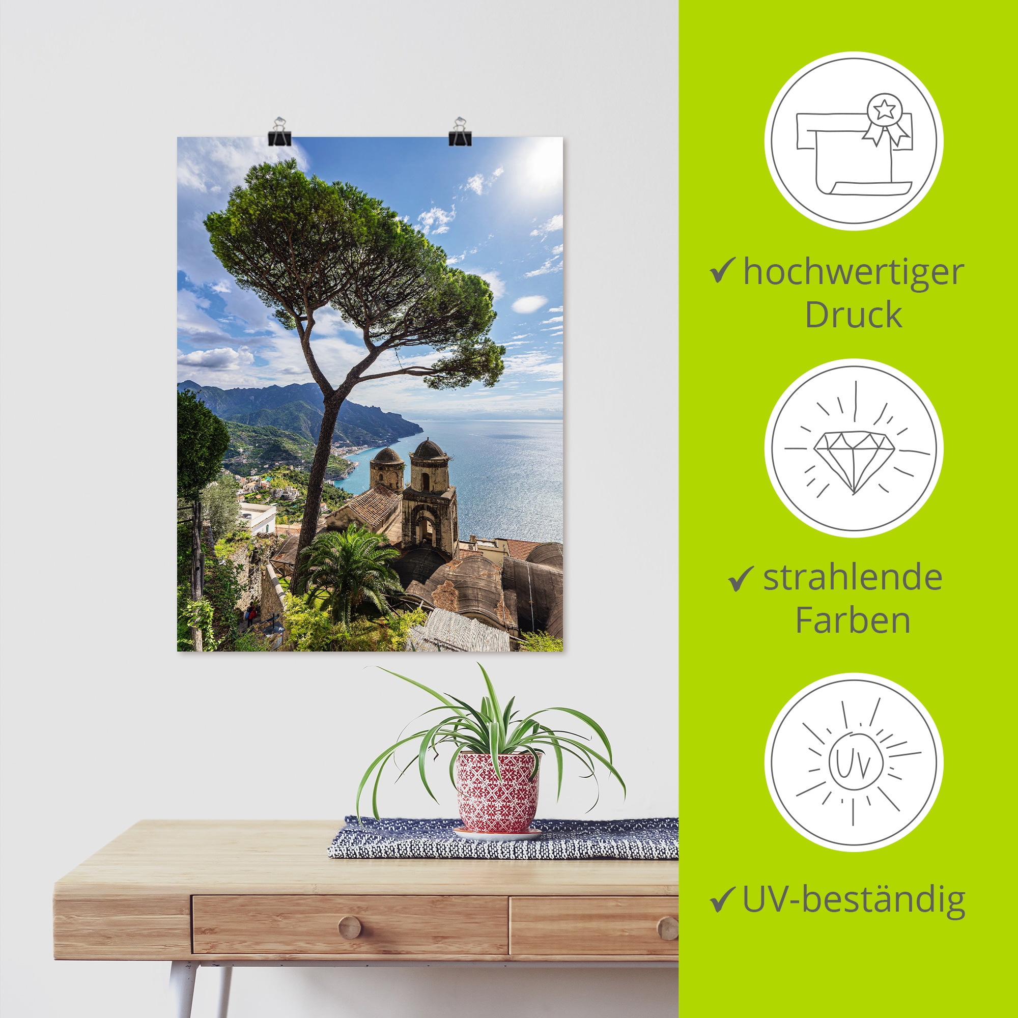 Artland Wandbild »Ravello an der Amalfiküste in Italien« Küstenbilder 1 Stk. tlg. als Alubild, Leinwandbild, Poster, Wandaufkleber in verschied. Größen