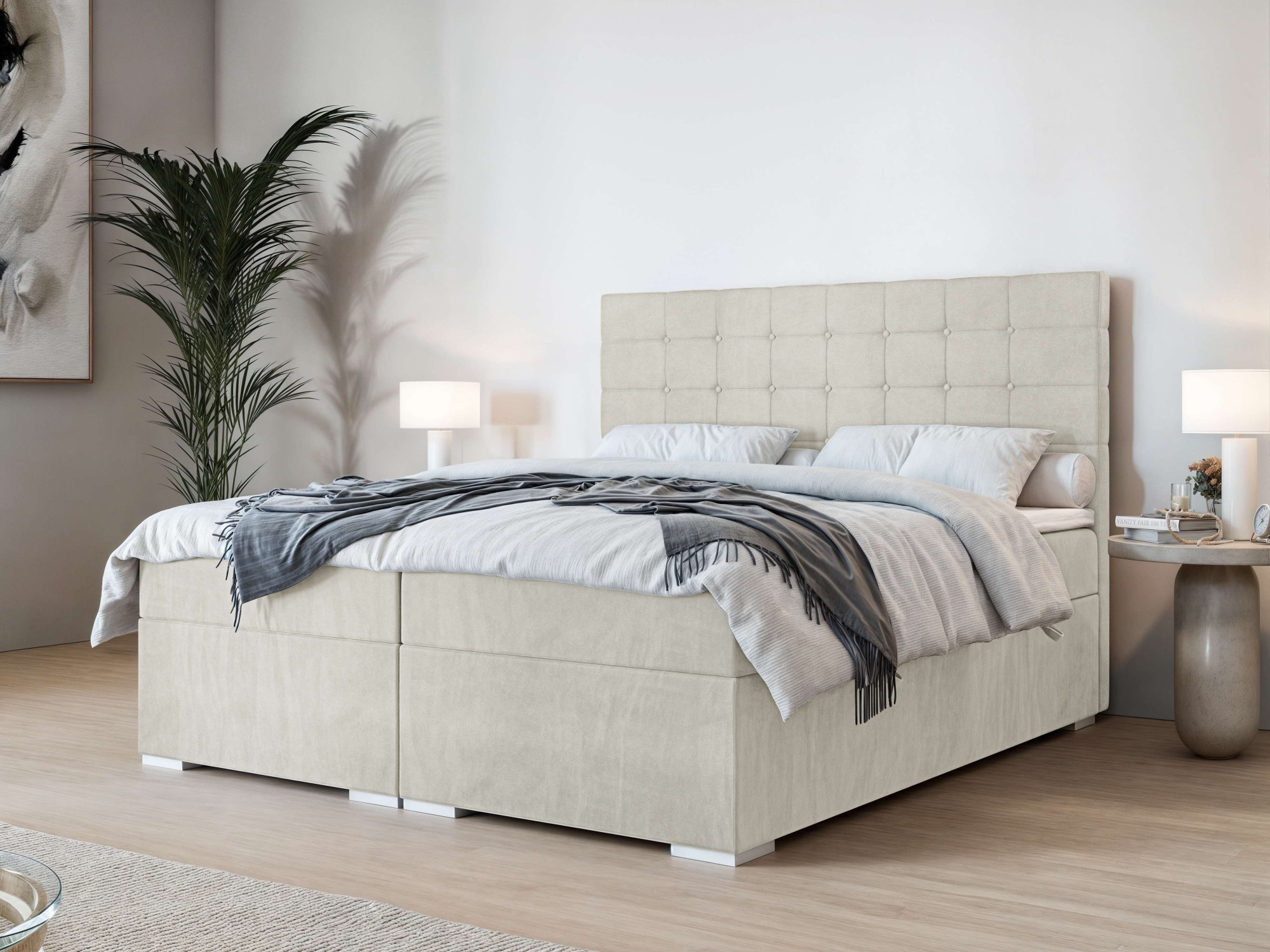 Home affaire "Semla mit Matratze und Topper, in 3 Breiten (140, 160 und 180 cm)" Boxspringbett mit Kopfteil, Bettkasten, Matratze (BFK/TFK) und Topper