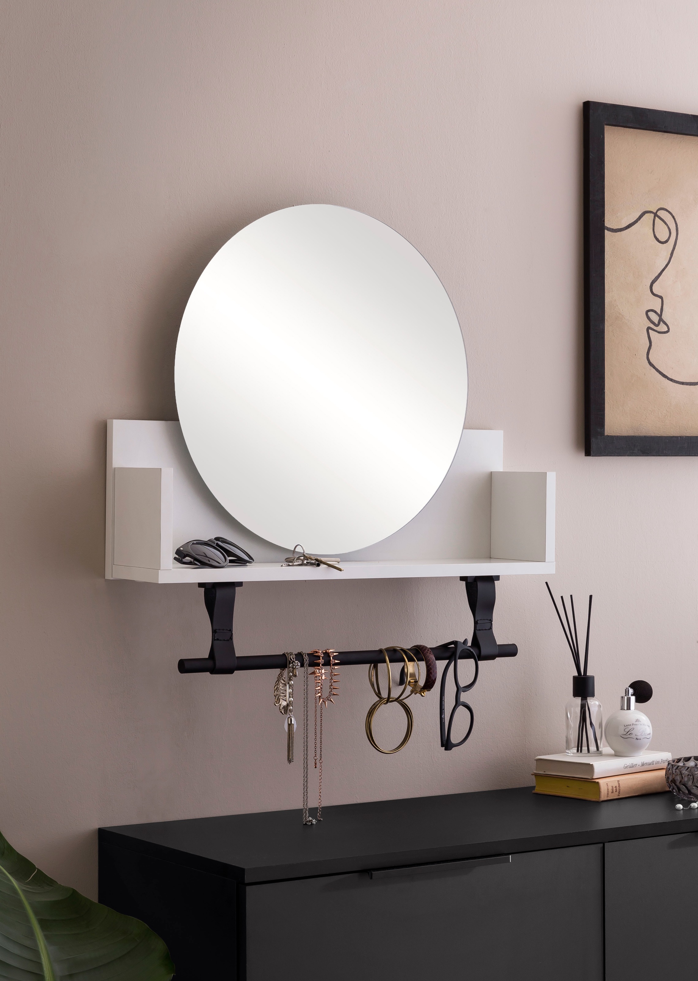 welltime Wandregal "Ella, Breite 59 cm", Kleiderstange aus Kunststoff, Schl günstig online kaufen