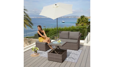 Gartenlounge-Set »Marseille Premium«, (7 tlg.), 2er Sofa, 1 Hocker, Tisch 57x57x36-63...