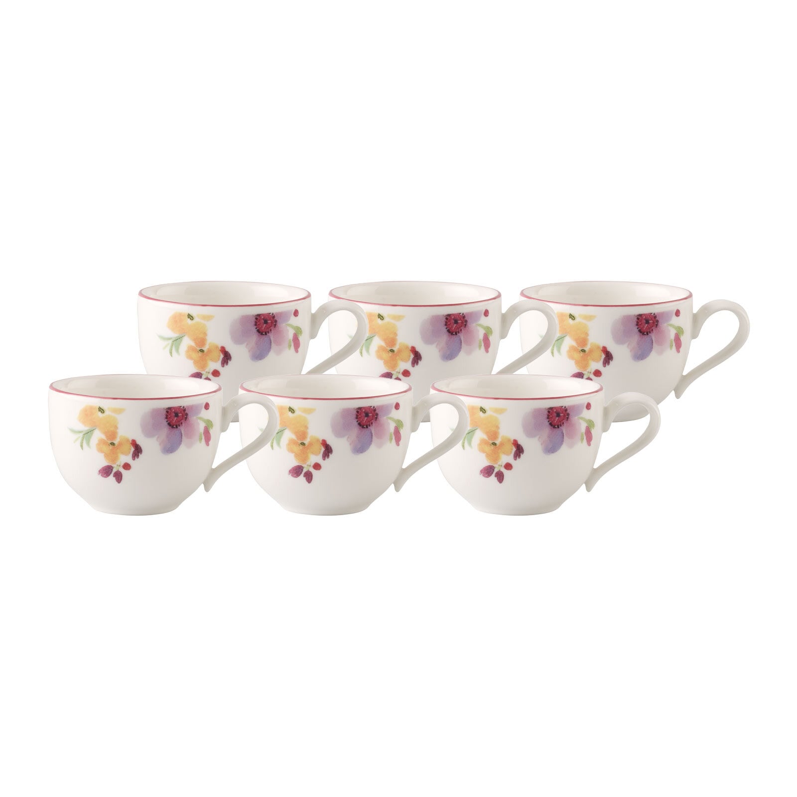 Villeroy & Boch Espressotasse "Espressoobertassen Mariefleur Basic 80 ml 6er Set bunt" Spülmaschinengeeignet, Mikrowellenfest