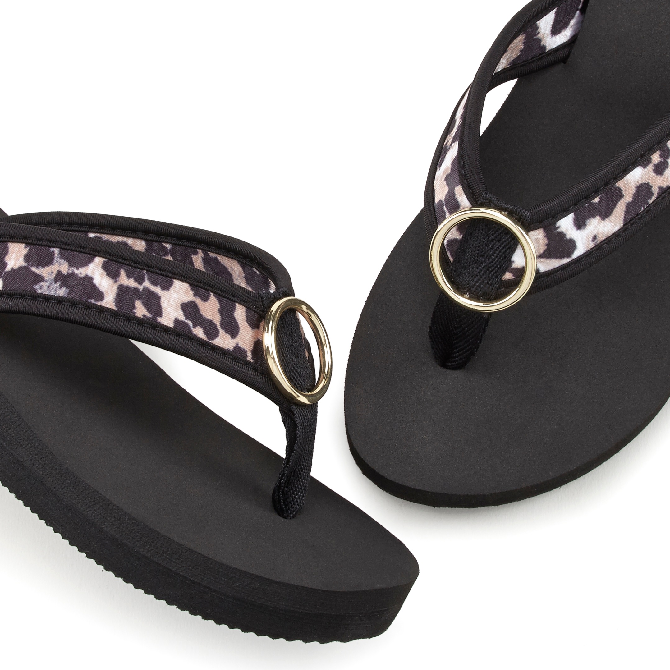 Badezehentrenner LASCANA "Sandale, Badeschuh, Pantolette, Badelatsche, Flip Flop", Damen, Gr. 35, braun (schwarz, leo), Obermaterial: 100% Textilmaterial. Decksohle: 100% Synthetik. Futter: 100% Textilmaterial. Laufsohle: 100% Synthetik, gemustert, mehrfa 3