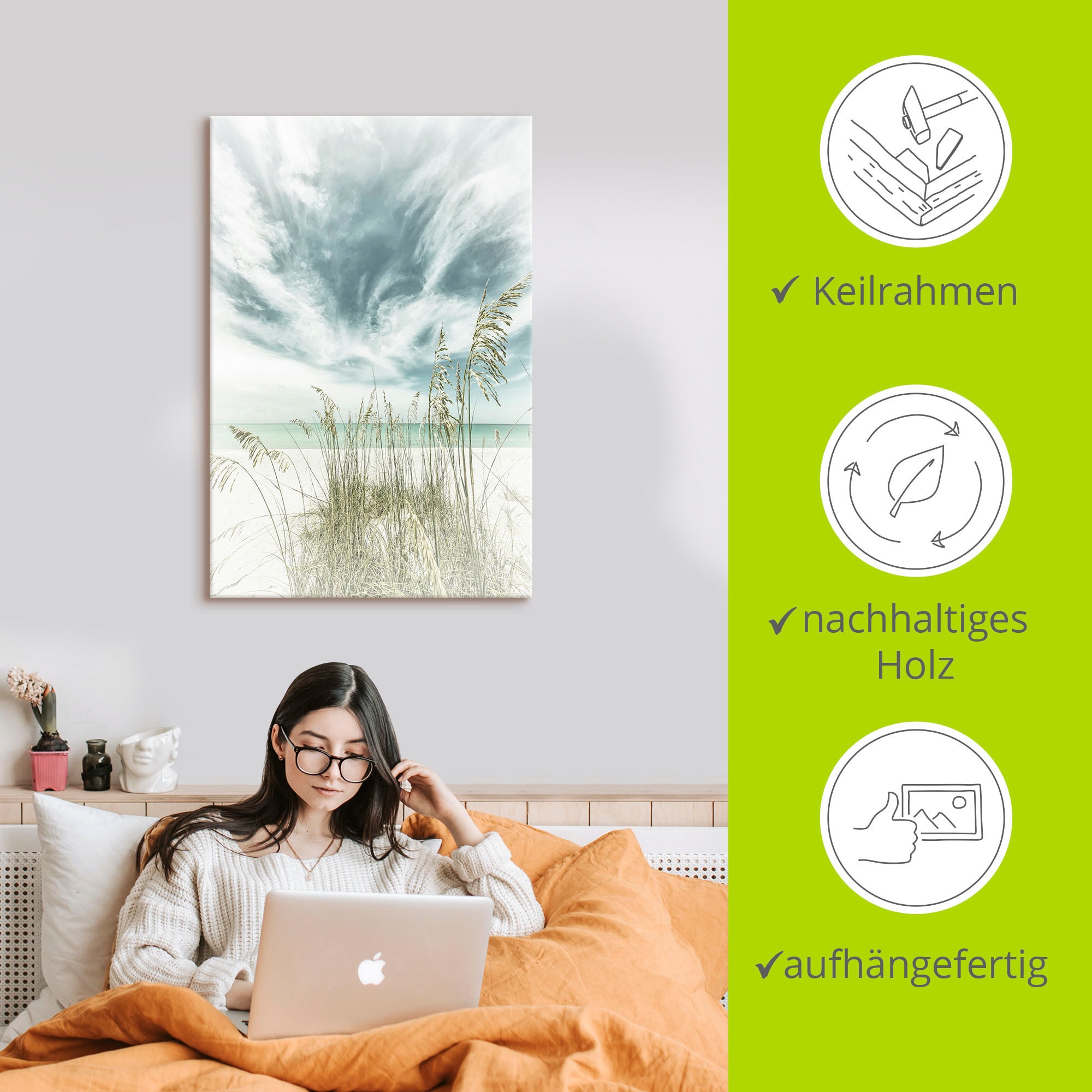 Artland Wandbild »Himmlische Stille am Strand Vintage«, Strandbilder, (1 St.), als Alubild, Outdoorbild, Leinwandbild, Poster, Wandaufkleber
