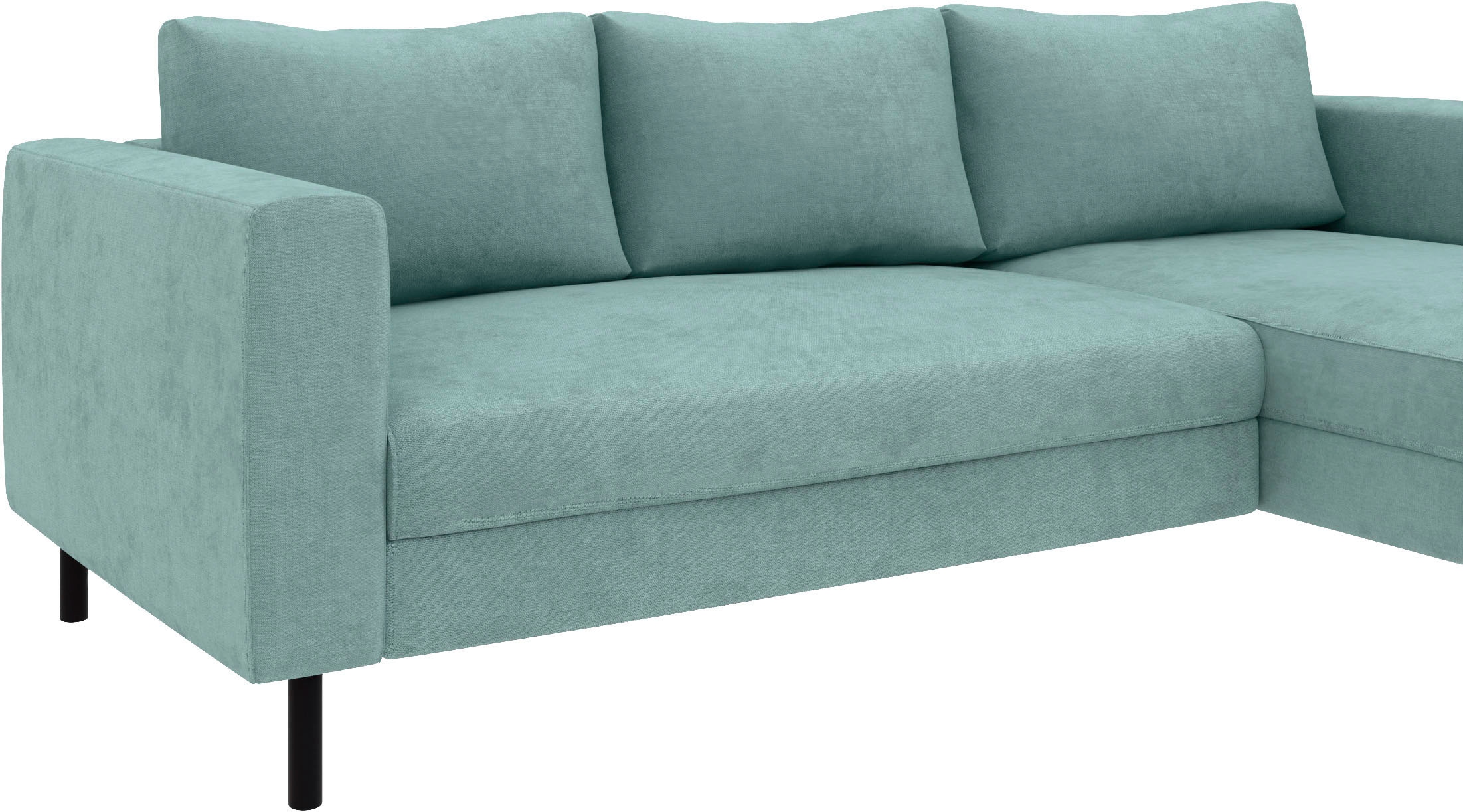 TRENDMANUFAKTUR Ecksofa »Amazing II, wahlw. mit Schlaffunktion & Bettkasten, Fuß schwarz« Recamiere beidseitig montierbar, L-Form,in Cord o. Struktur, B: 232 cm