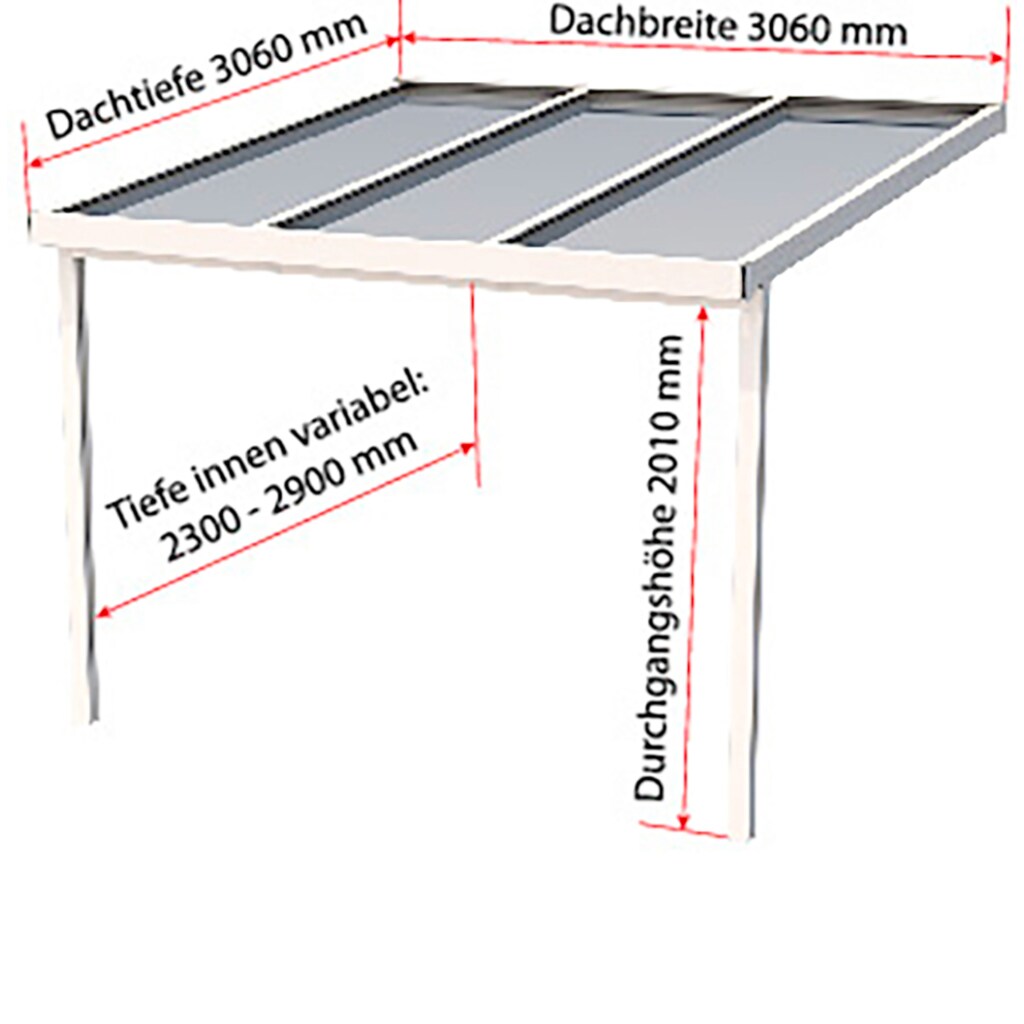 GUTTA Terrassendach »Premium«, BxT: 309x306 cm, Dach Sicherheitsglas klar