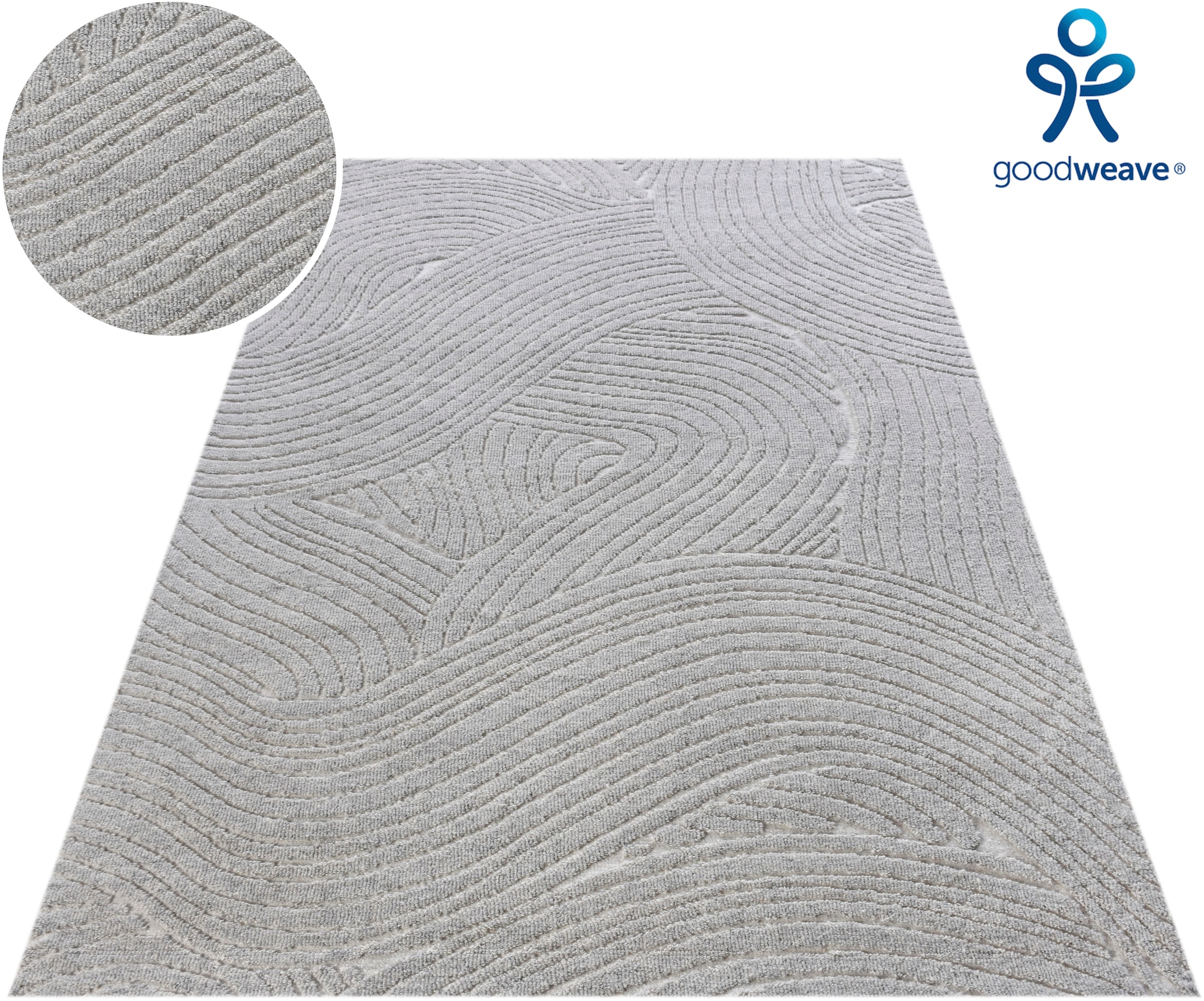 my home Wollteppich "Falun, maschinell gewebt, Wolle, Hoch-Tief-Struktur" r günstig online kaufen