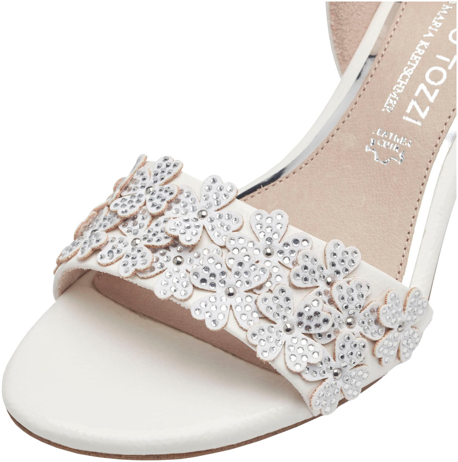 MARCO TOZZI by GMK Sandalette, Sommerschuh, Sandale, Blockabsatz, mit Blütenapplikation aus Textil