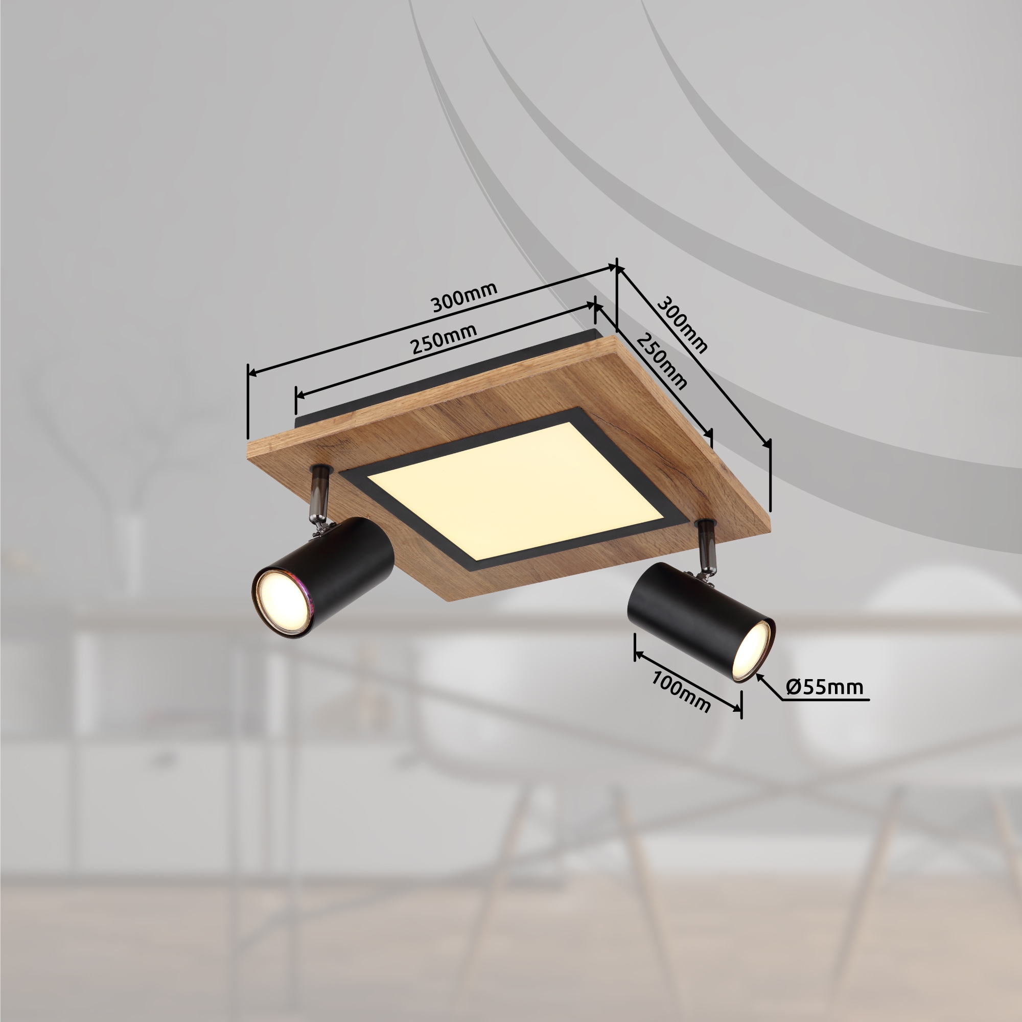 GLOBO LIGHTING LED Deckenleuchte »ULLA«, Leuchtmittel LED-Modul | LED fest integriert, Deckenlampe/Wohnzimmer/Schlafzimmer/modern/Holz