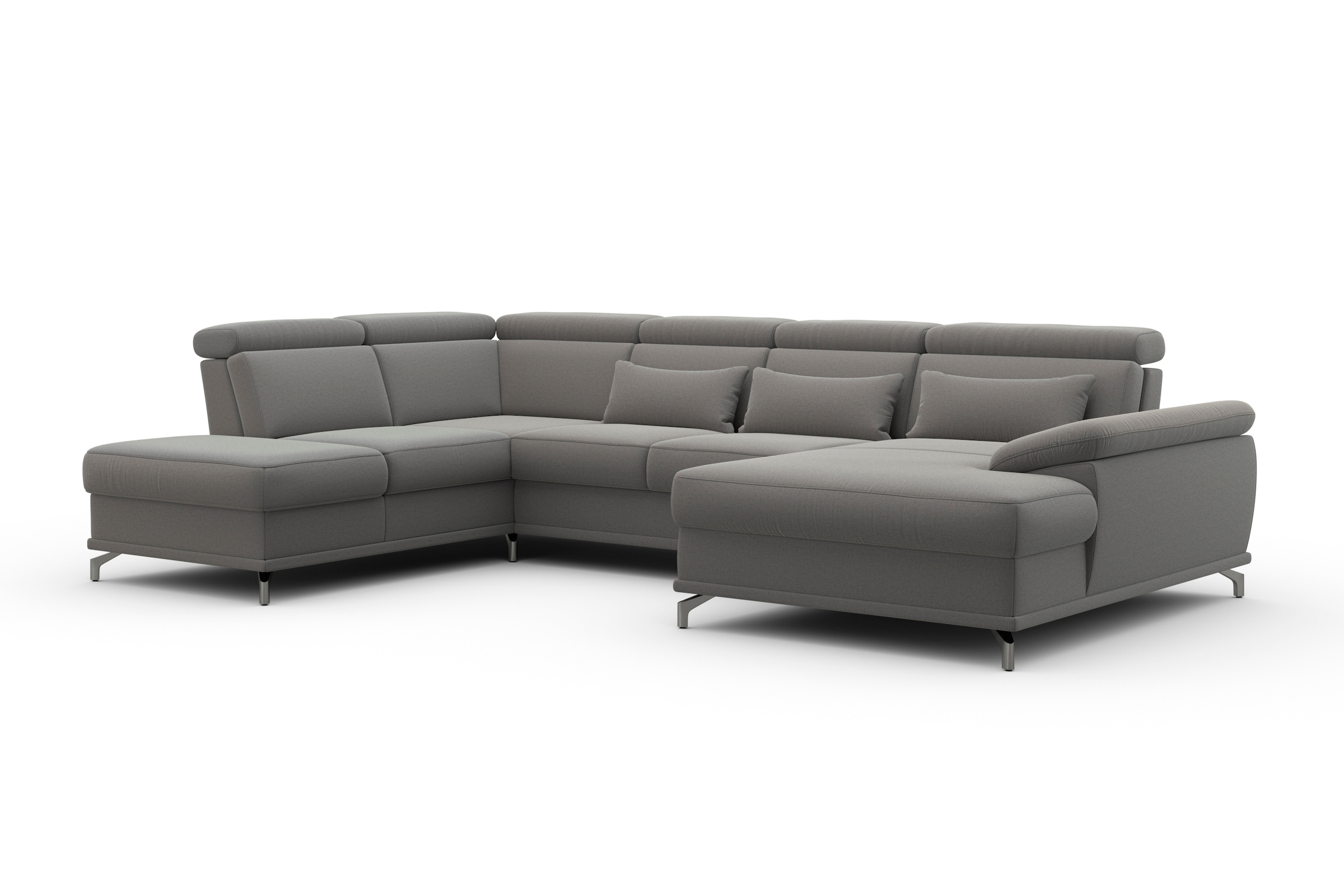 sit&more Wohnlandschaft »Cabrio U-Form, mit Sitztiefenverstellung, Arm- und Kopfteilverstellung«, 3 Nierenkissen, Federkern, optional Bettfunktion und Stauraum