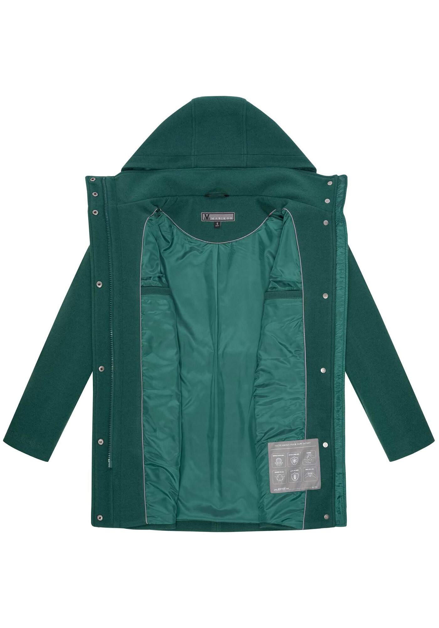 Marikoo Kurzmantel »Katalinaa«, Eleganter Wickel Mantel mit Taillengürtel und Oversized Hood Kapuze
