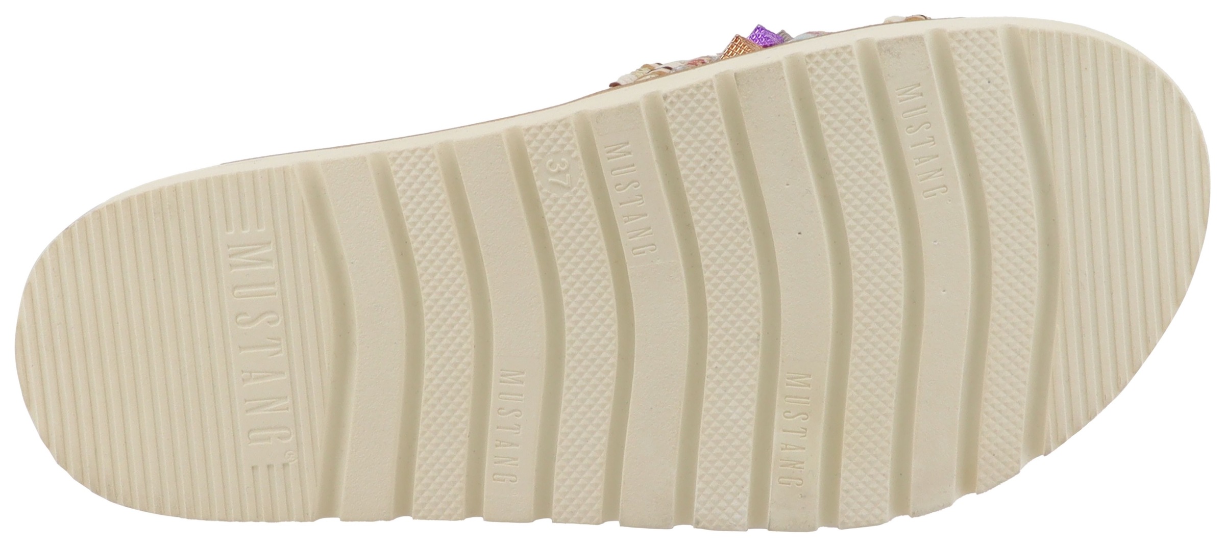 Mustang Shoes Pantolette »Malina«  Sommerschuh, Schlupfschuh mit Flechtungen und bunten Nieten