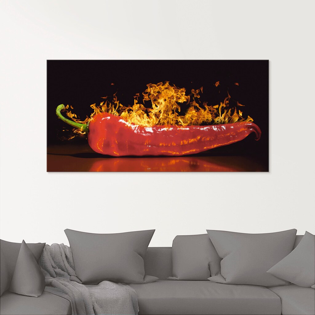 Artland Glasbild »Roter scharfer Chilipfeffer«, Lebensmittel, (1 St.)