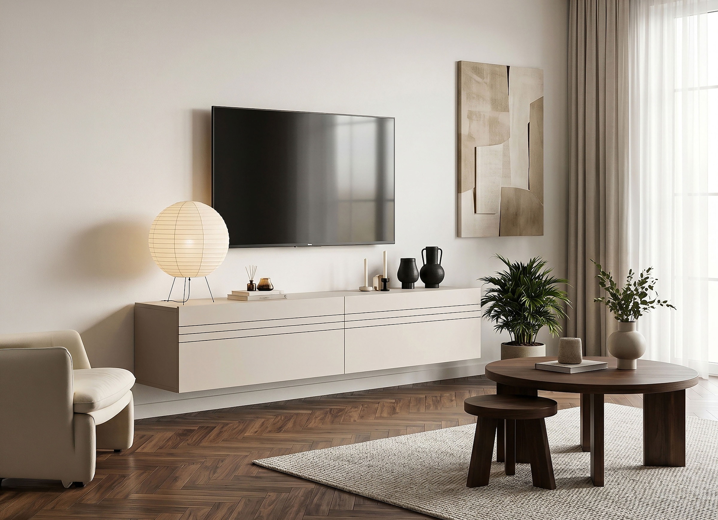 OTTO home Lowboard "SPIAGGIA, 2-teiliges Set, Breite 180cm, stehend & hängend montierbar" TV-Möbel, TV-Schrank, TV-Lowboard, Mediaboard