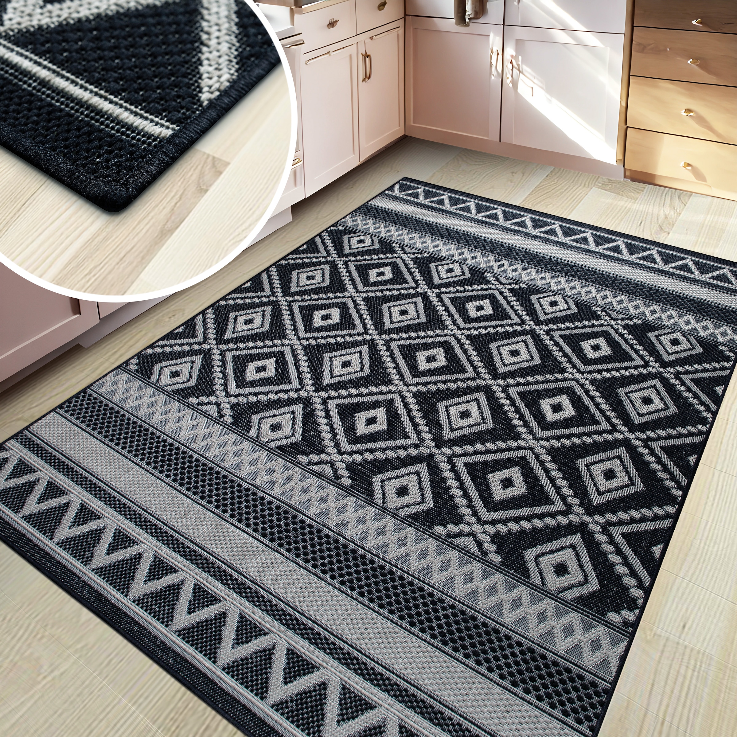 my home Teppich »Toronto auch als Läufer erhältlich«, rechteckig, 3 mm Höhe, In- und Outdoor geeignet, Sisal-Optik, Wetterfest & UV-beständig, Boho