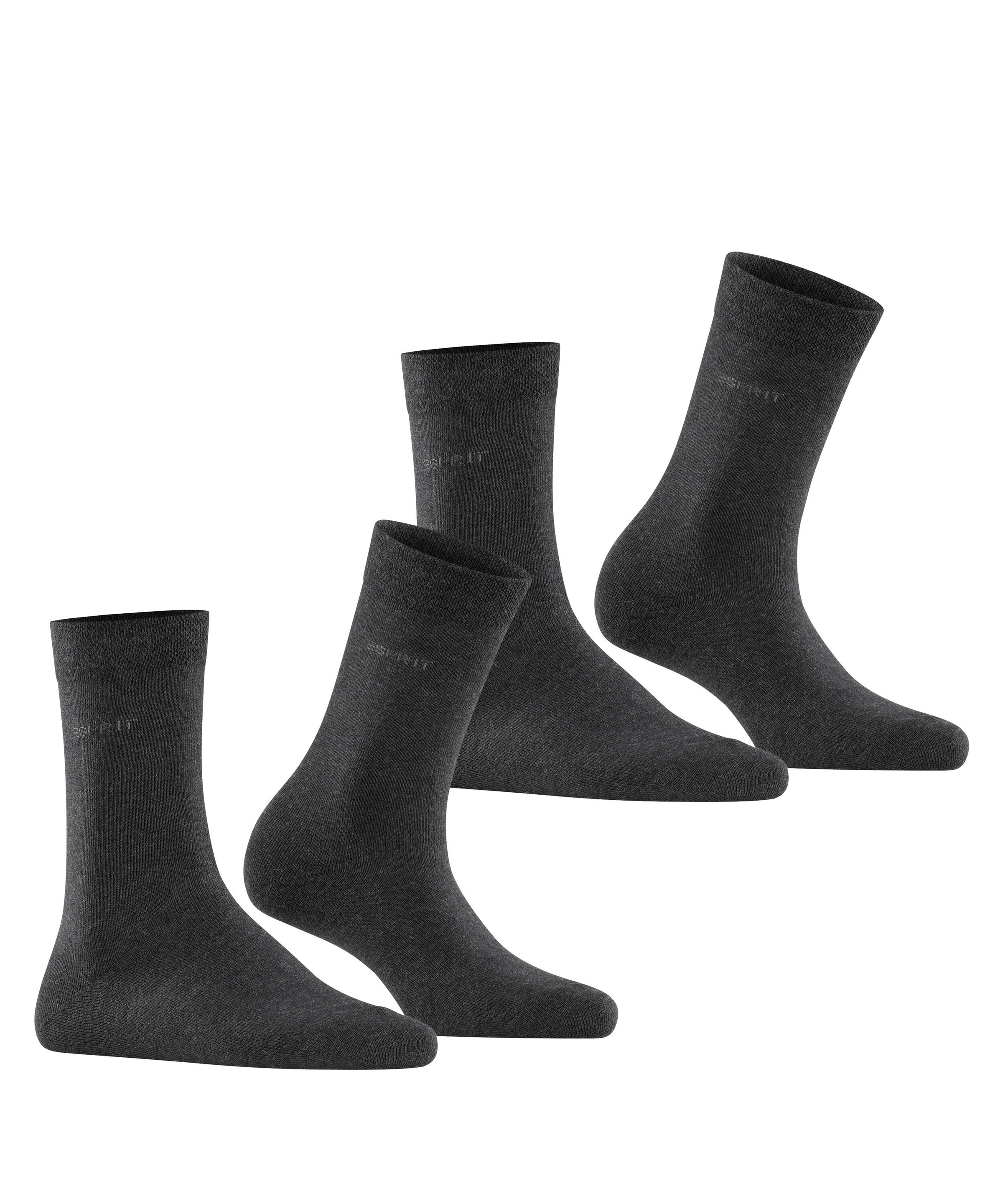 Esprit Socken »Basic Easy«, (2 Paar, 2er Pack), ohne einschneidendes Bündchen, Basic-Socke, Uni-Strümpfe atmungsaktiv