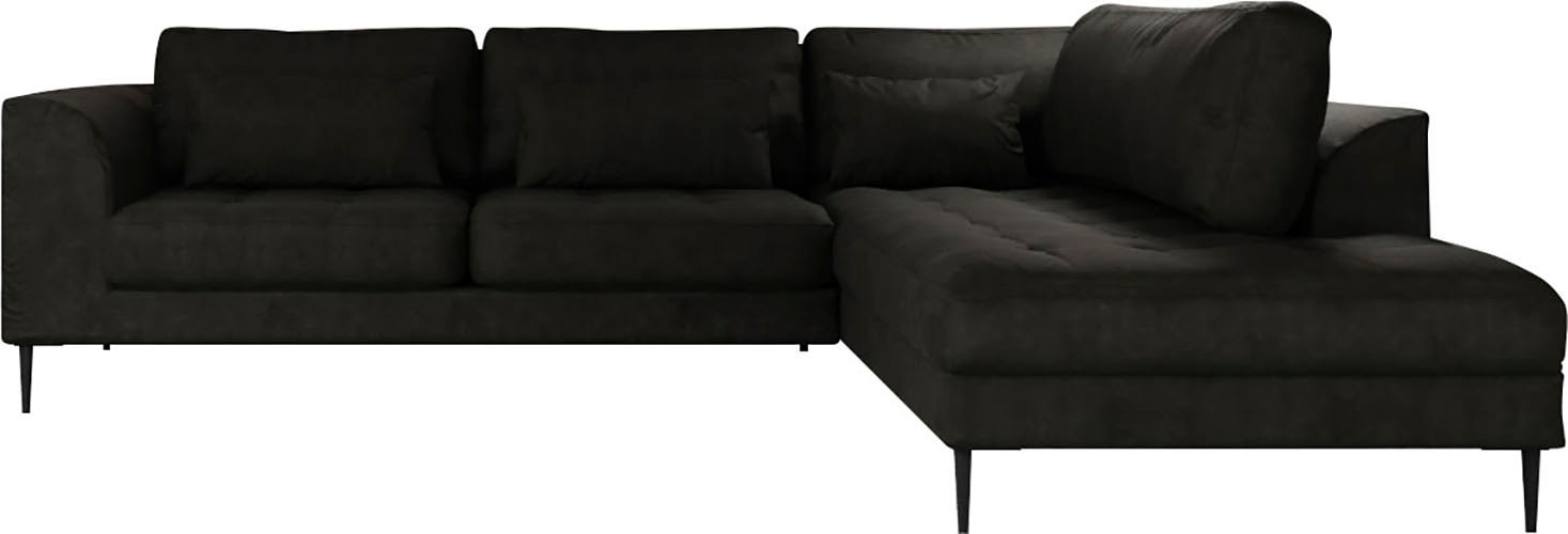 TRENDMANUFAKTUR Ecksofa »Luzi, wahlweise mit Schlaffunktion und Bettkasten, gemütlich, L-Form«, Designsofa mit Ottomane, Metallfüße schwarz, Breite 264 cm