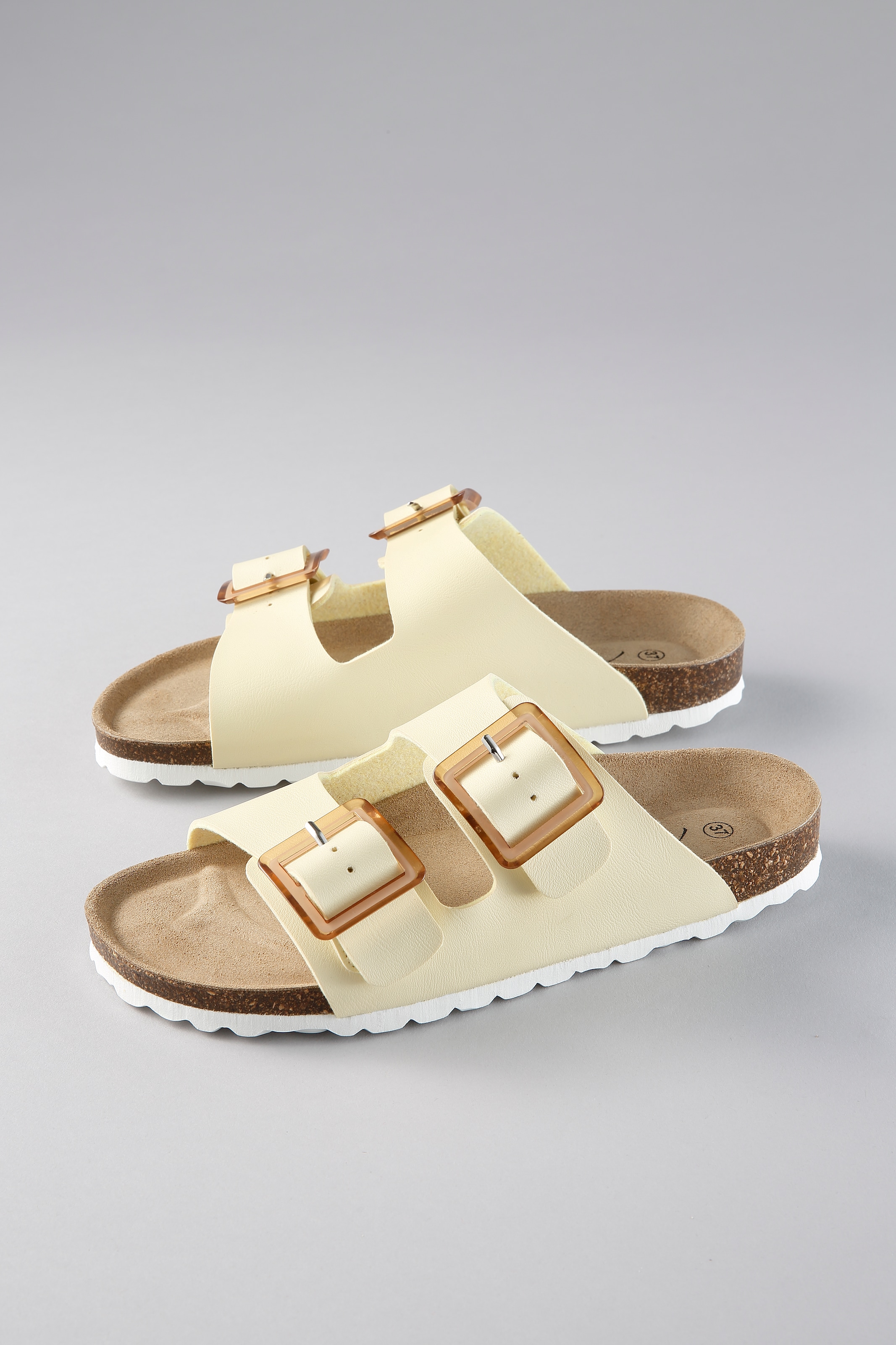 Pantolette ANISTON SHOES, Damen, Gr. 37, hellgelb, Lederimitat, Schuhe Pantolette, Sommerschuh, Hausschuh, Strandschuh - NEUE KOLLEKTION