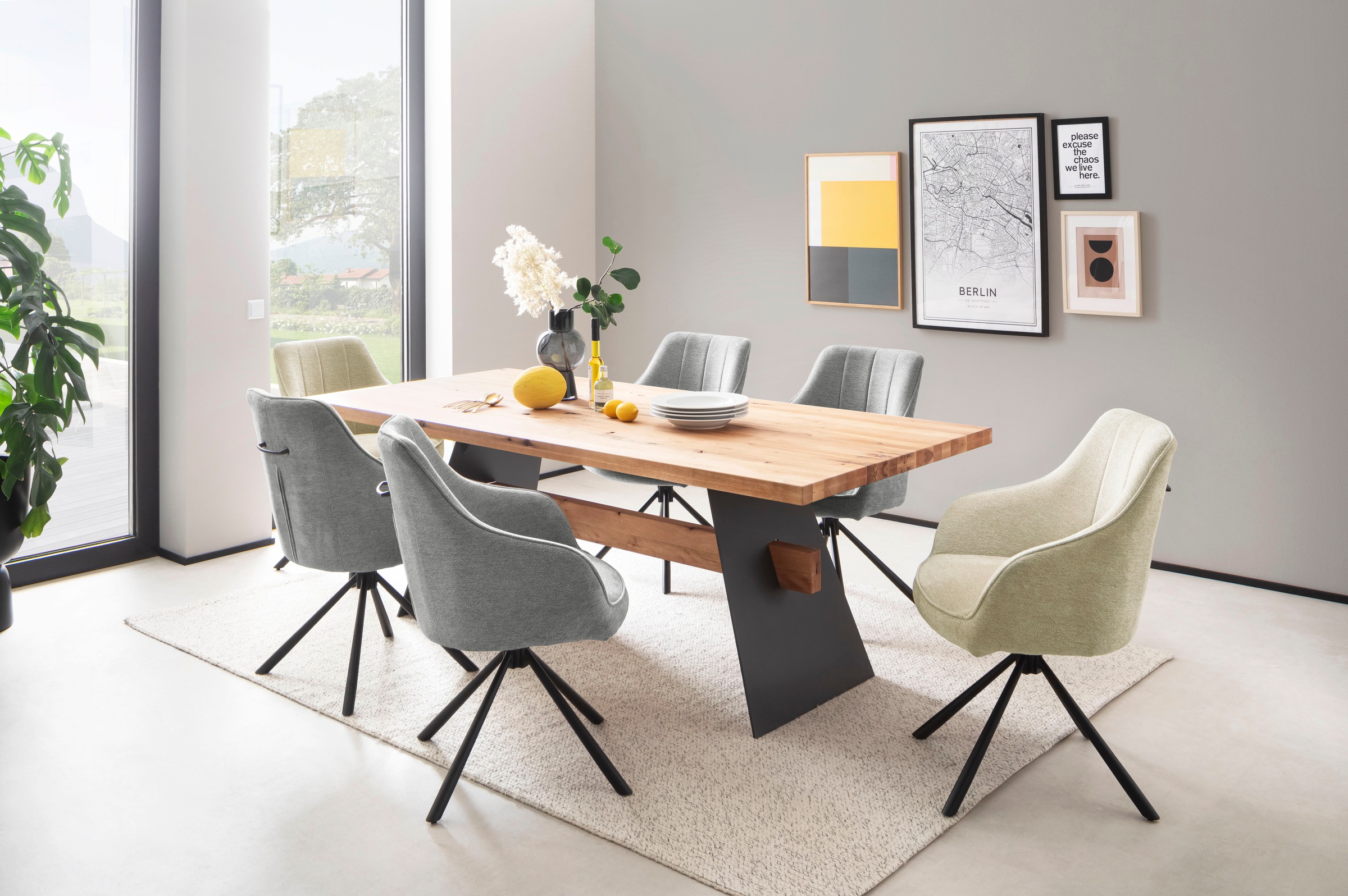 MCA furniture Esszimmerstuhl »KASAMA«, Strukturstoff, (2er-Set), 180° drehbar, Belastbarkeit120 kg, Sitzhöhe ca. 51 cm