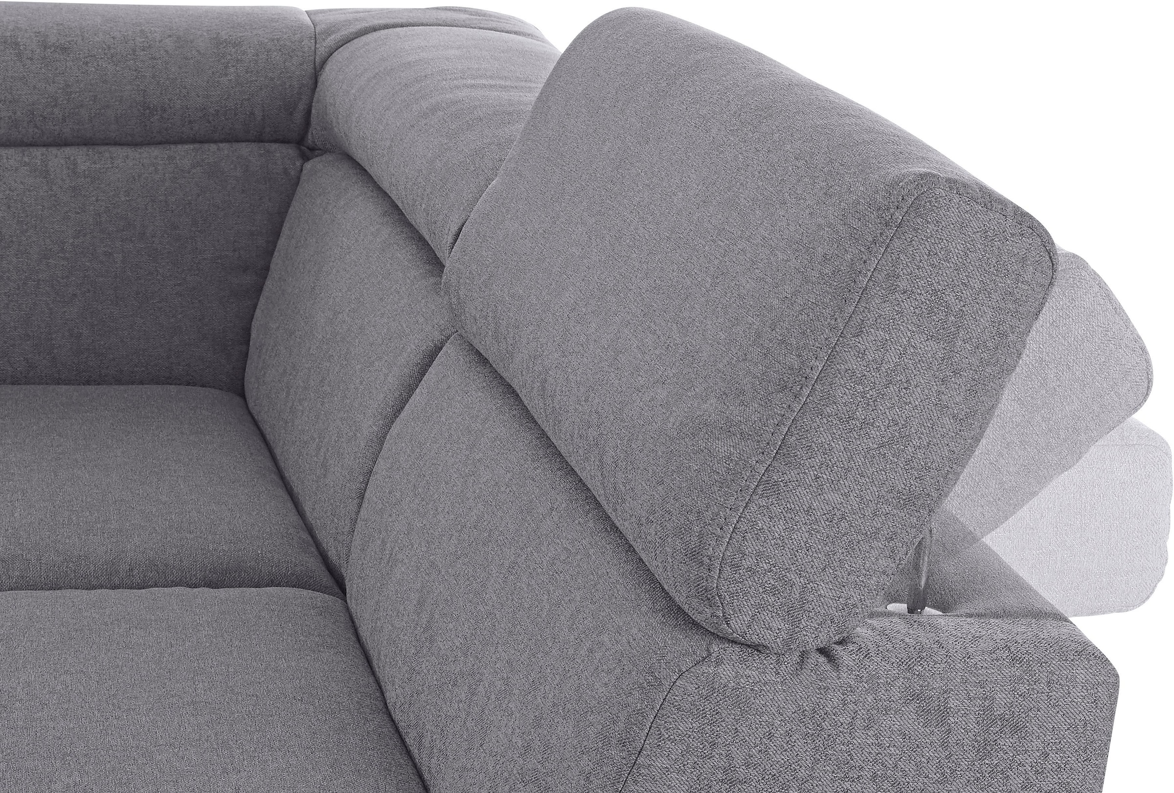 DOMO collection Wohnlandschaft »Mira, inklusive Kopfteilverstellung für mehr Wohlfühlkomfort, U-Form«, wahlweise mit Bettfunktion und Bettkasten, elegant und modern