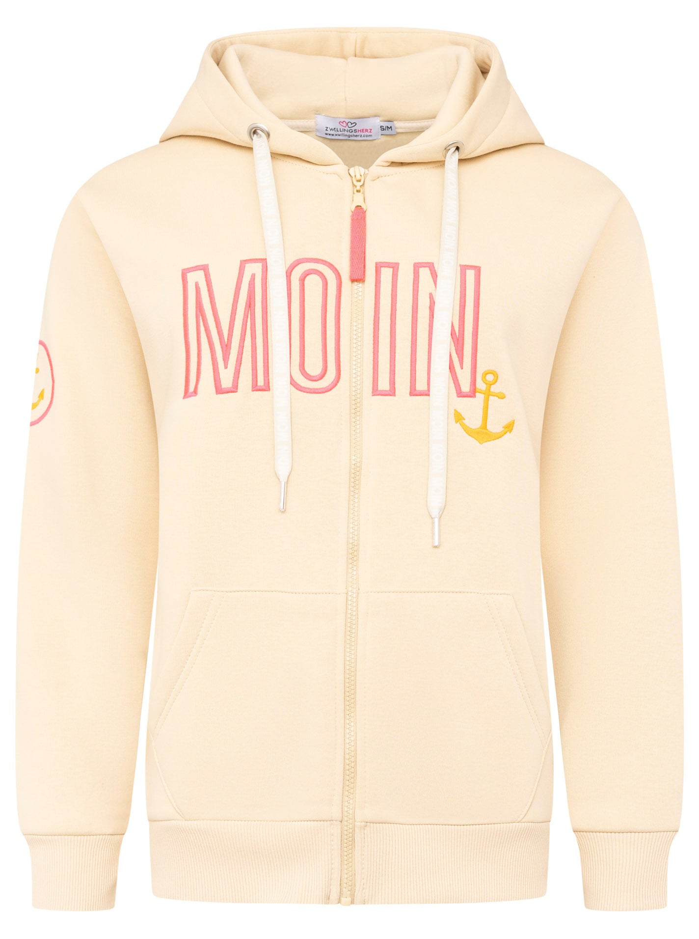 Zwillingsherz Kapuzensweatjacke »"Maritim"«, mit gesticktem MOIN und Anker Logo und Reißverschluss