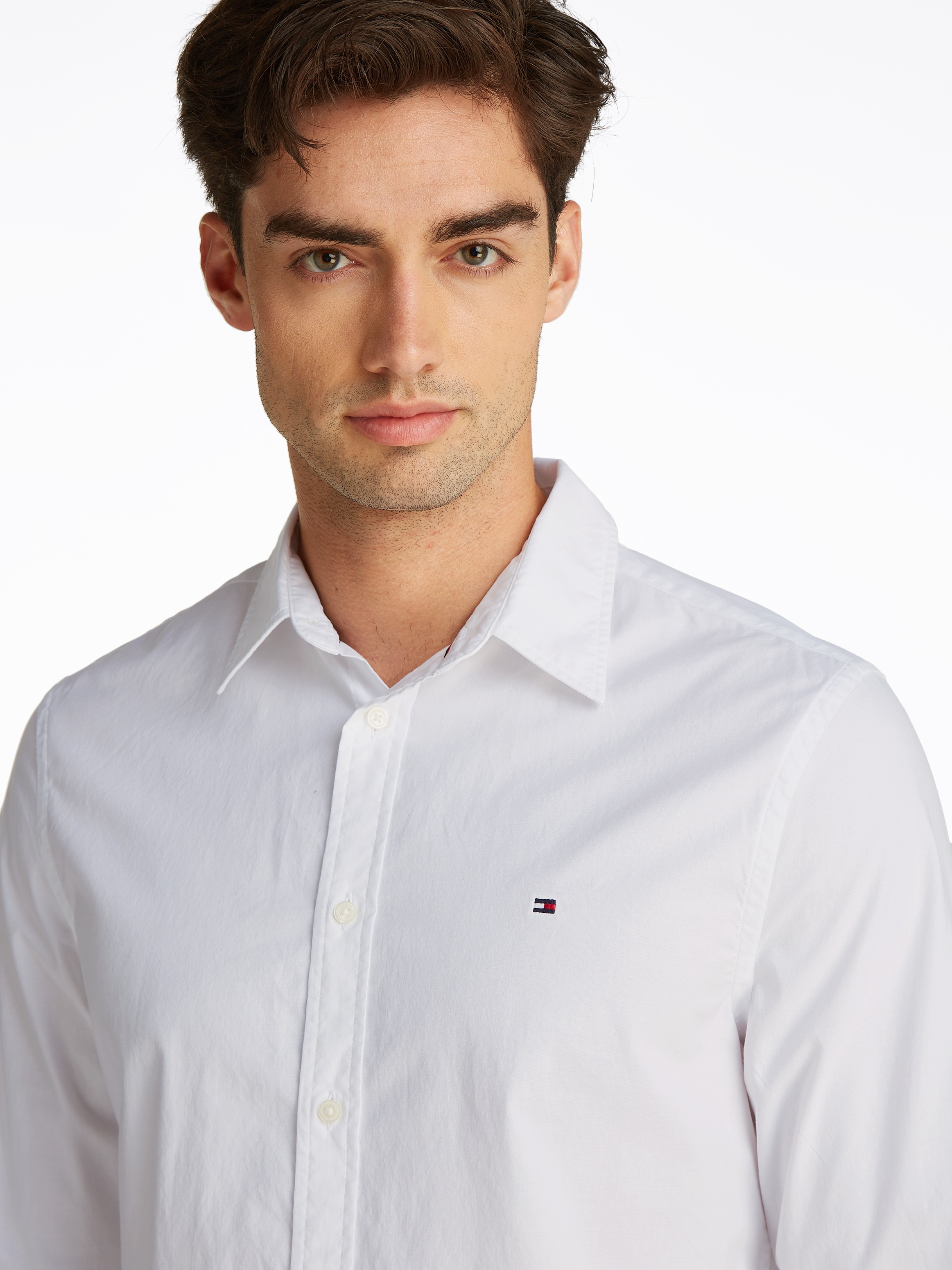 Tommy Hilfiger Businesshemd »FLEX POPLIN KENT COLLAR SF SHIRT«, mit Logostickerei